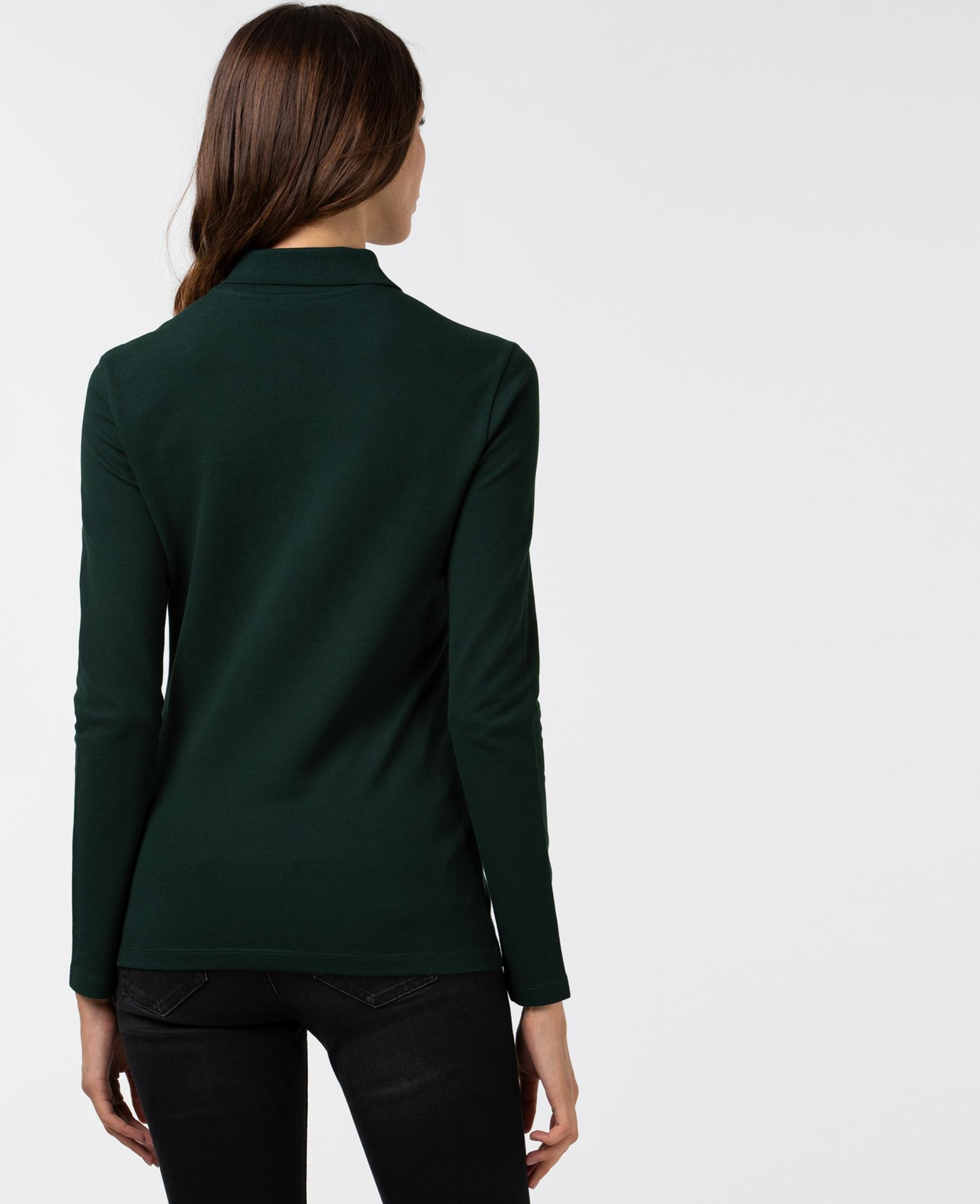 Lacoste Kadın Slim Fit Uzun Kollu Koyu Yeşil Polo