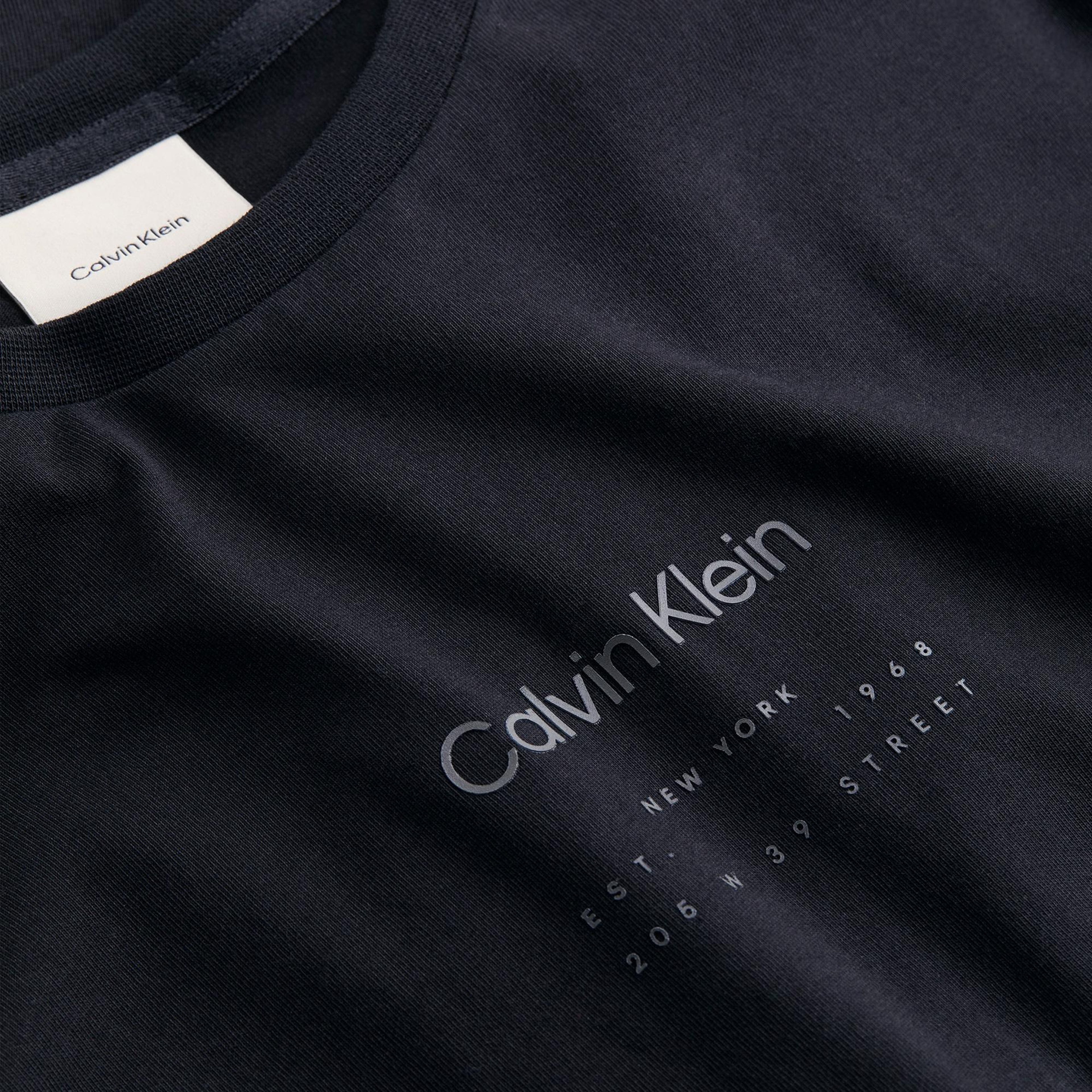 Calvin Klein Raised Editorial Logo Erkek Siyah T-Shirt