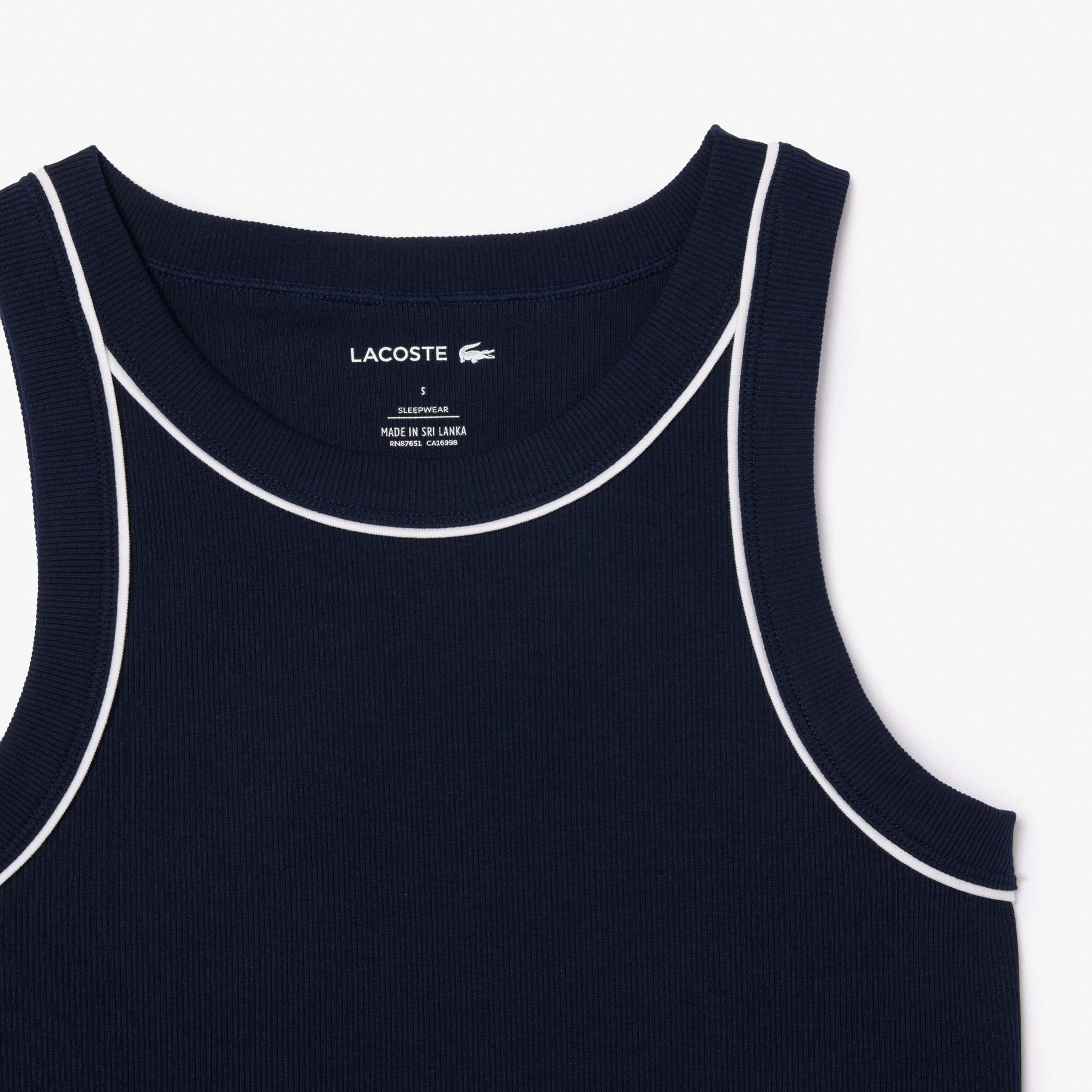 Lacoste Kadın Kolsuz Bisiklet Yaka Lacivert Pijama Takımı