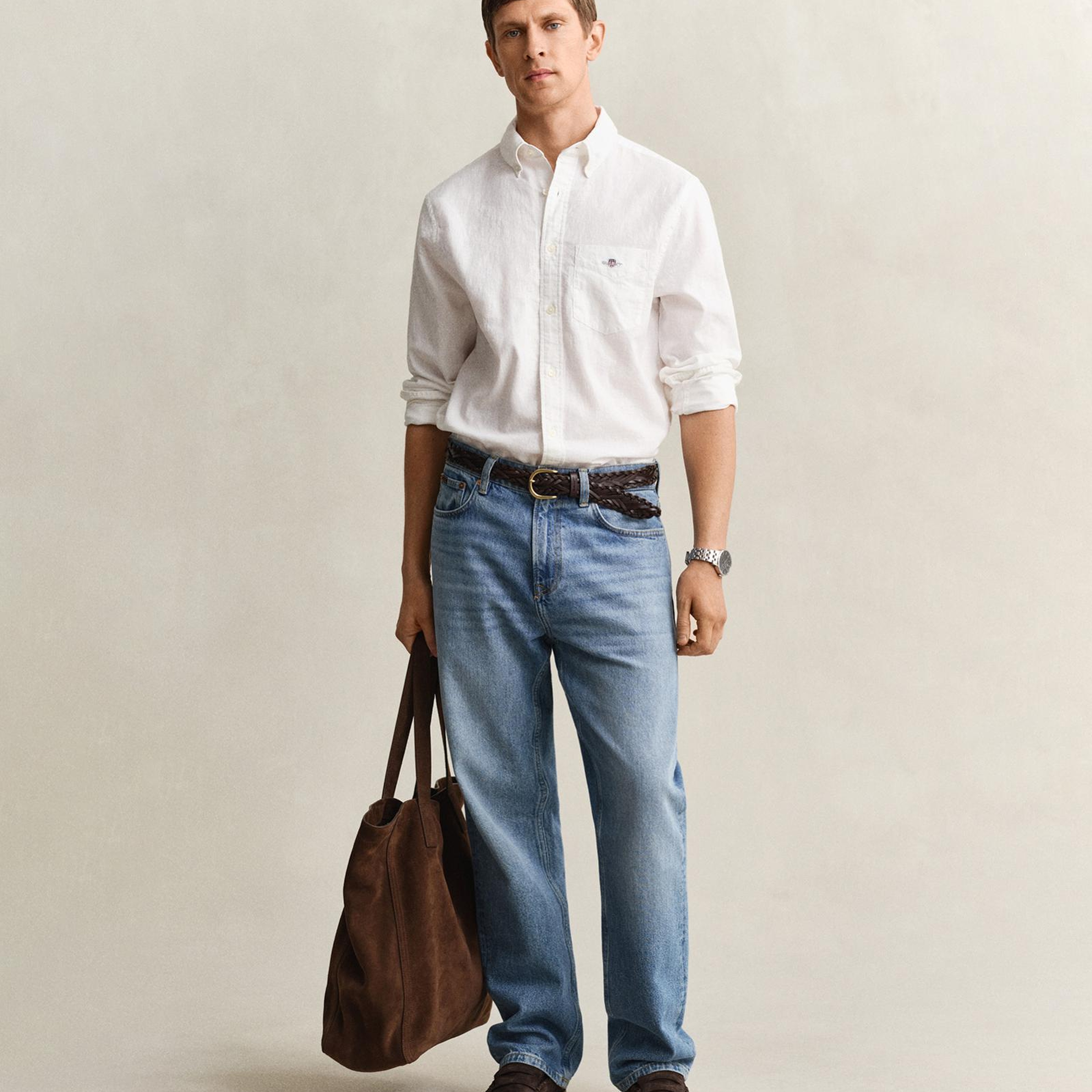 GANT Erkek Beyaz Regular Fit Logolu Gömlek