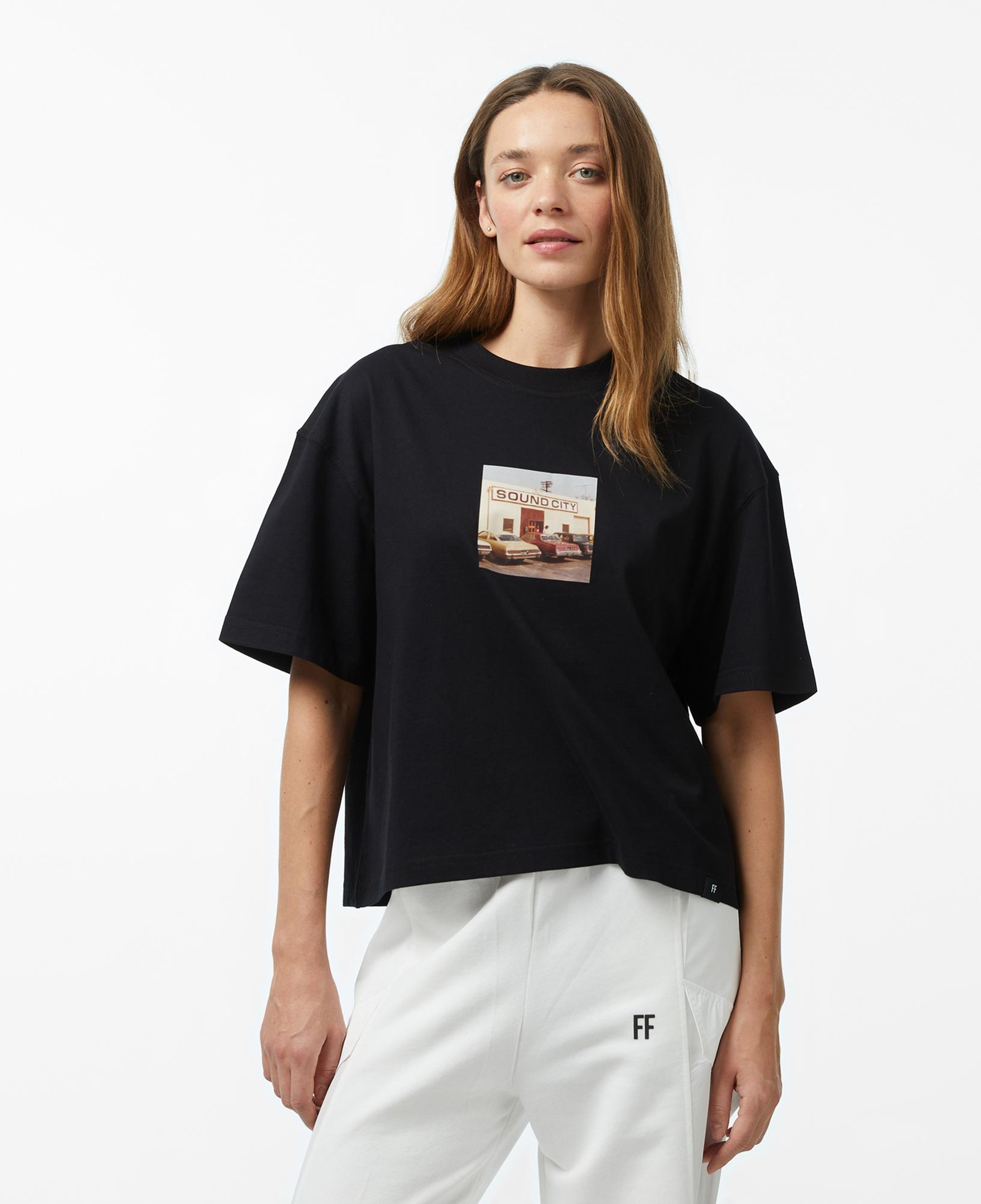 Forfun Sound City - Oversize Kadın Siyah T-Shirt