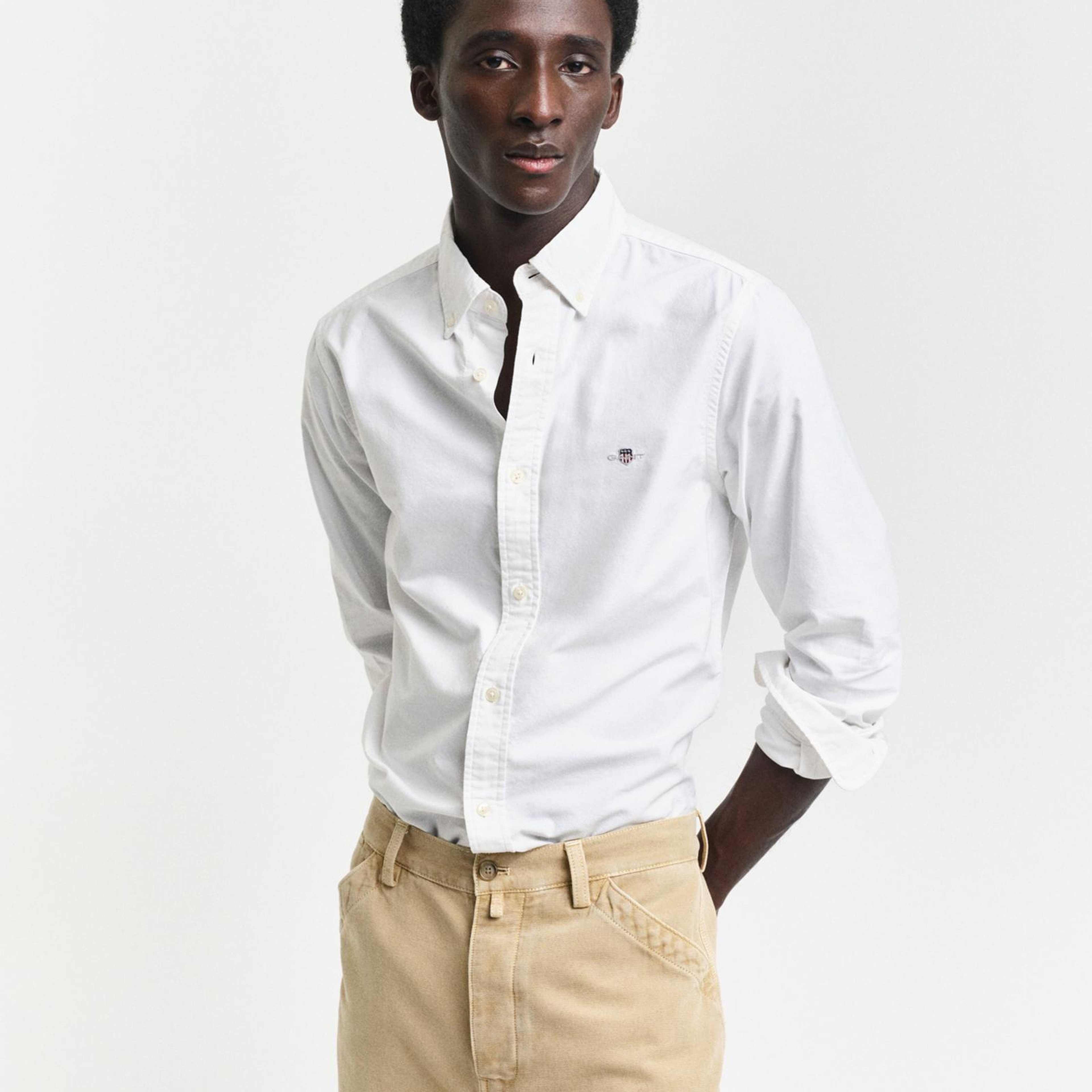 GANT Erkek Beyaz Slim Fit Klasik Yaka Oxford Gömlek