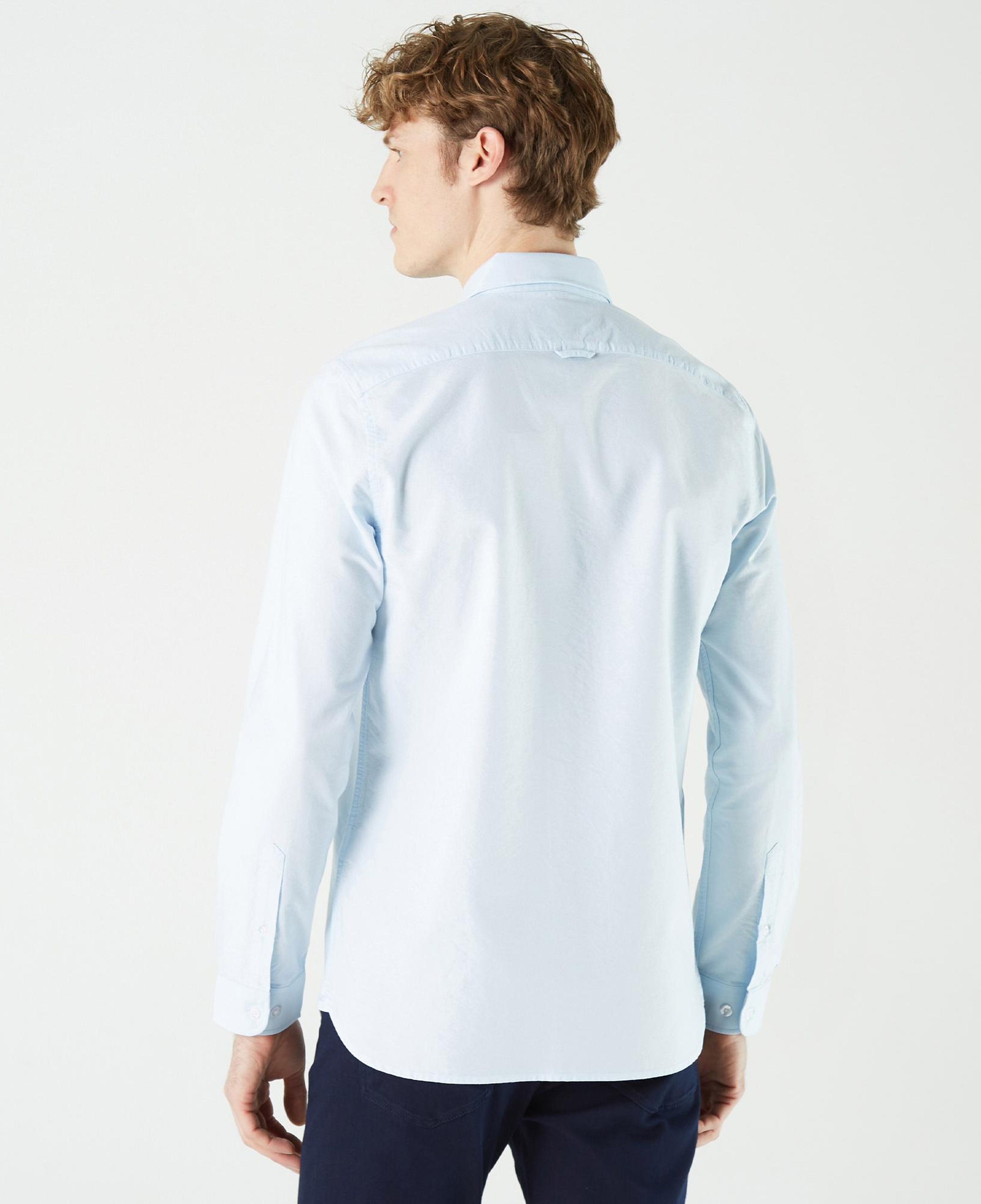 Erkek Slim Fit Düğmeli Yaka Açık Mavi Gömlek