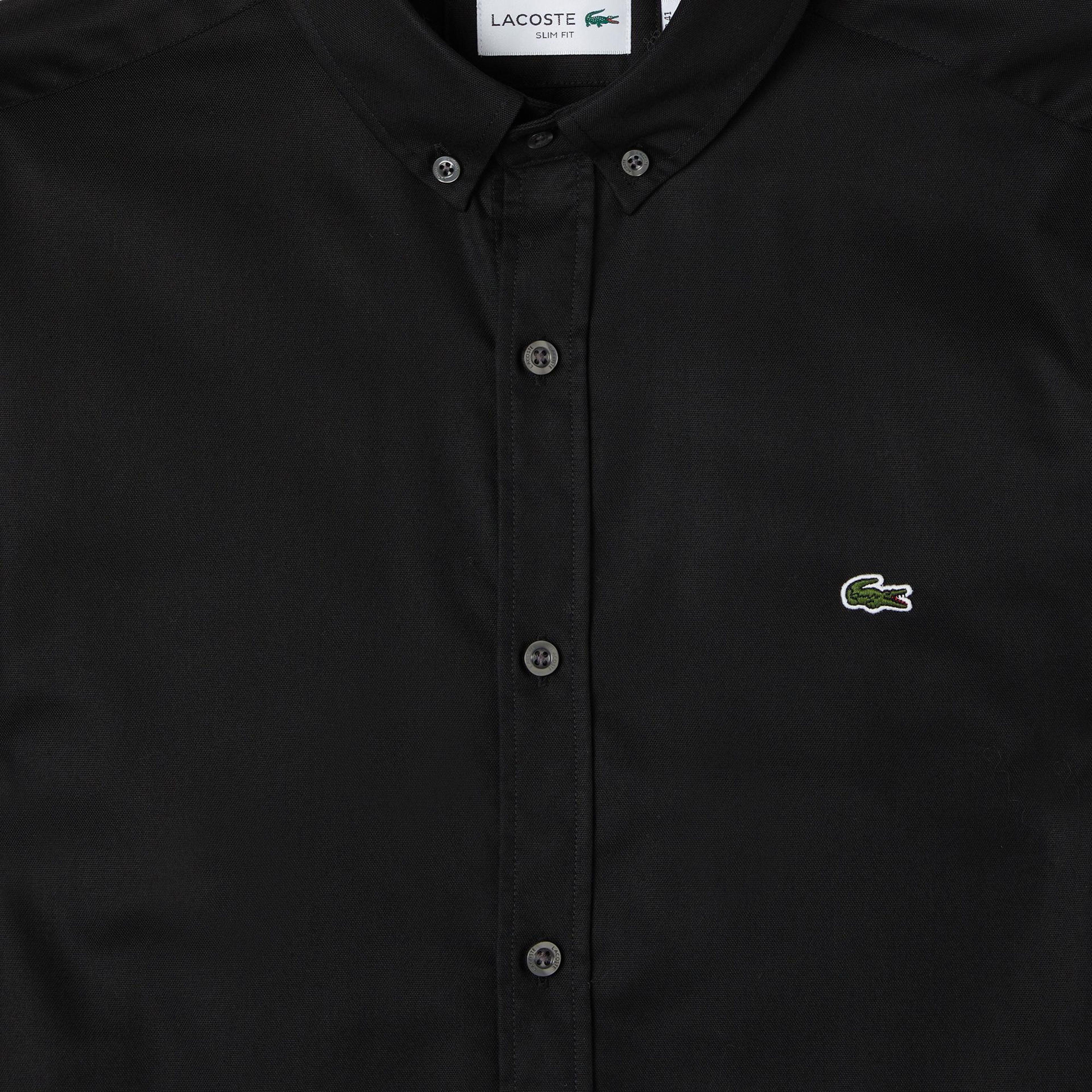 Lacoste Erkek Slim Fit Düğmeli Yaka Siyah Gömlek