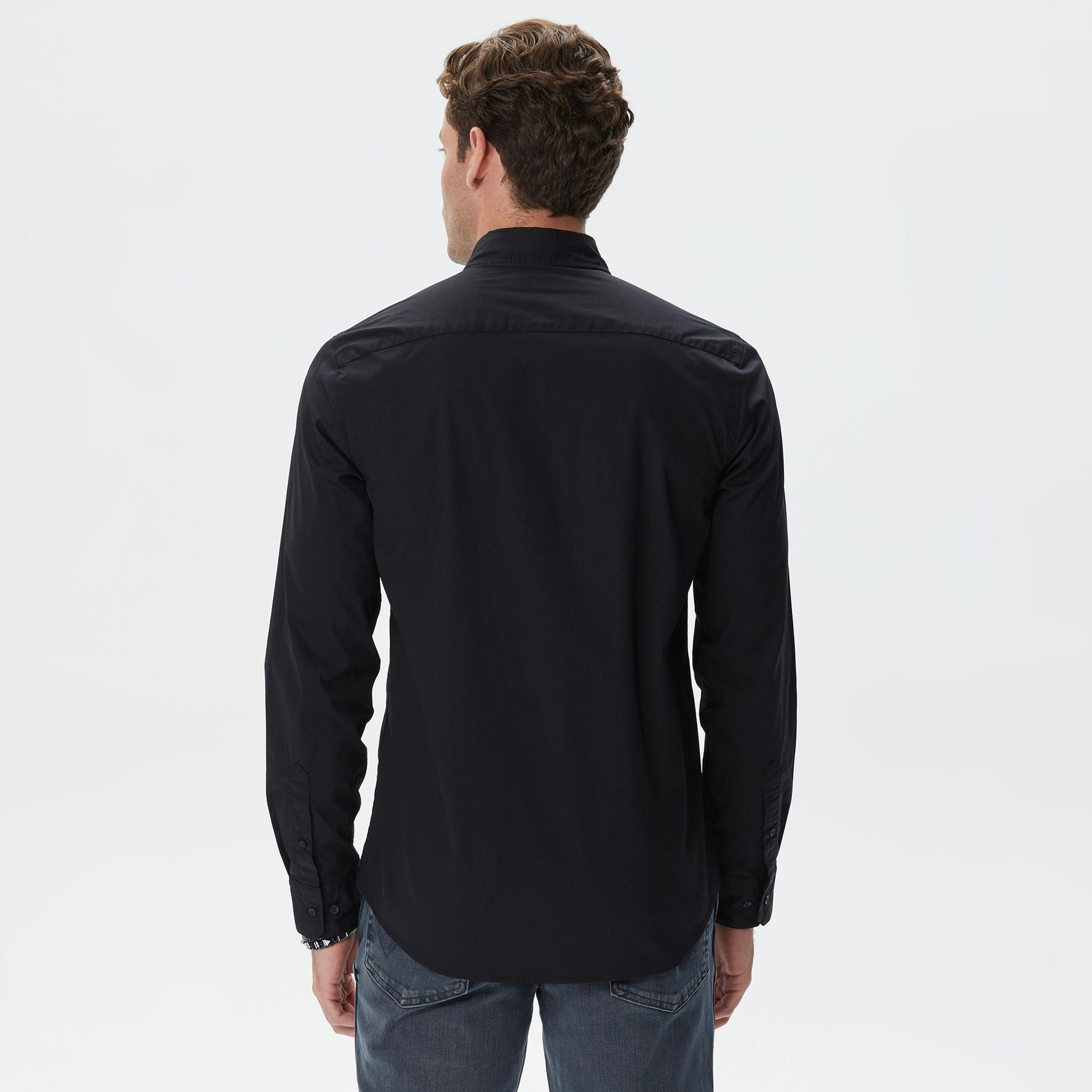Calvin Klein Stretch Poplin Slim Shirt Erkek Siyah Gömlek