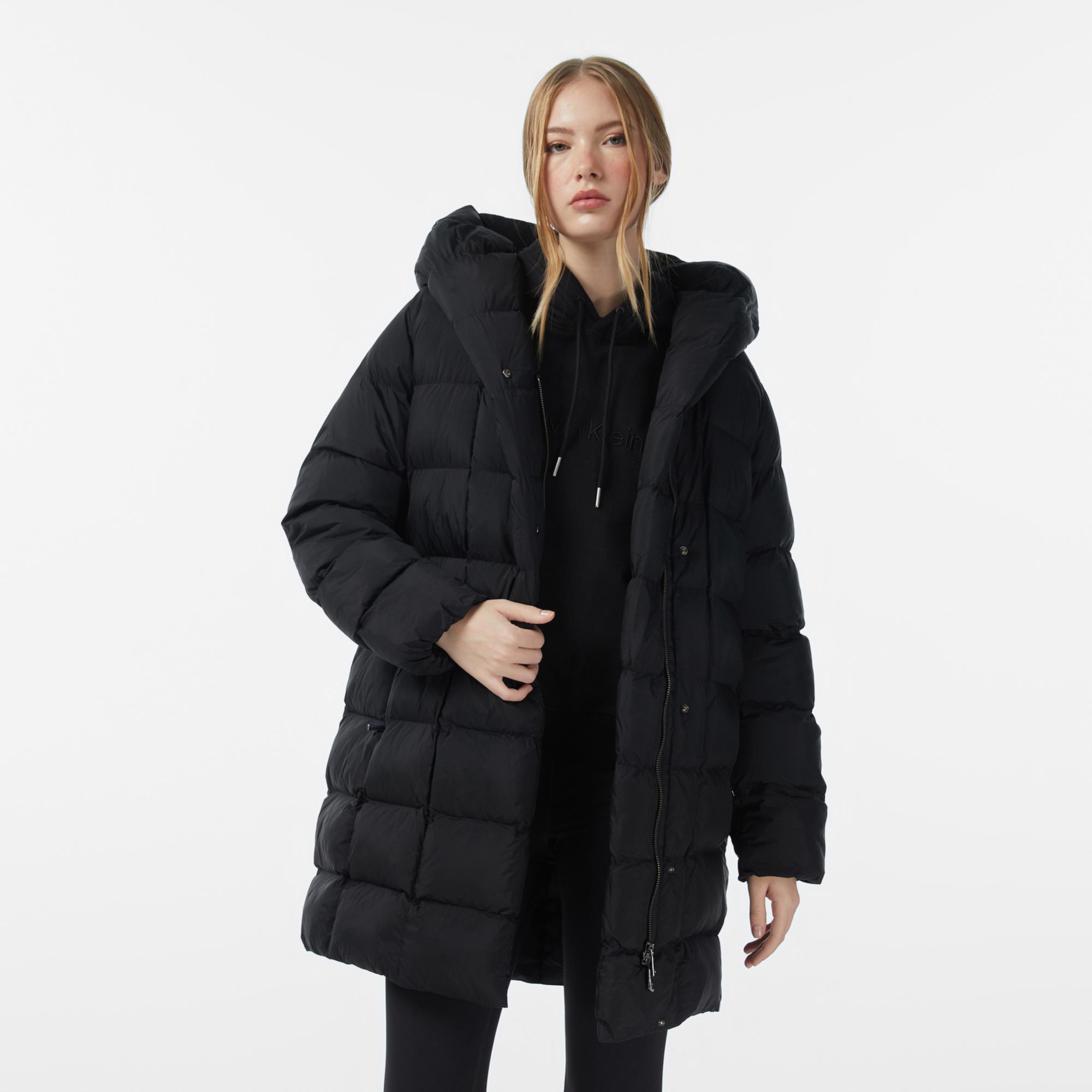 Calvin Klein Shine Wrap Puffer Kadın Siyah Mont