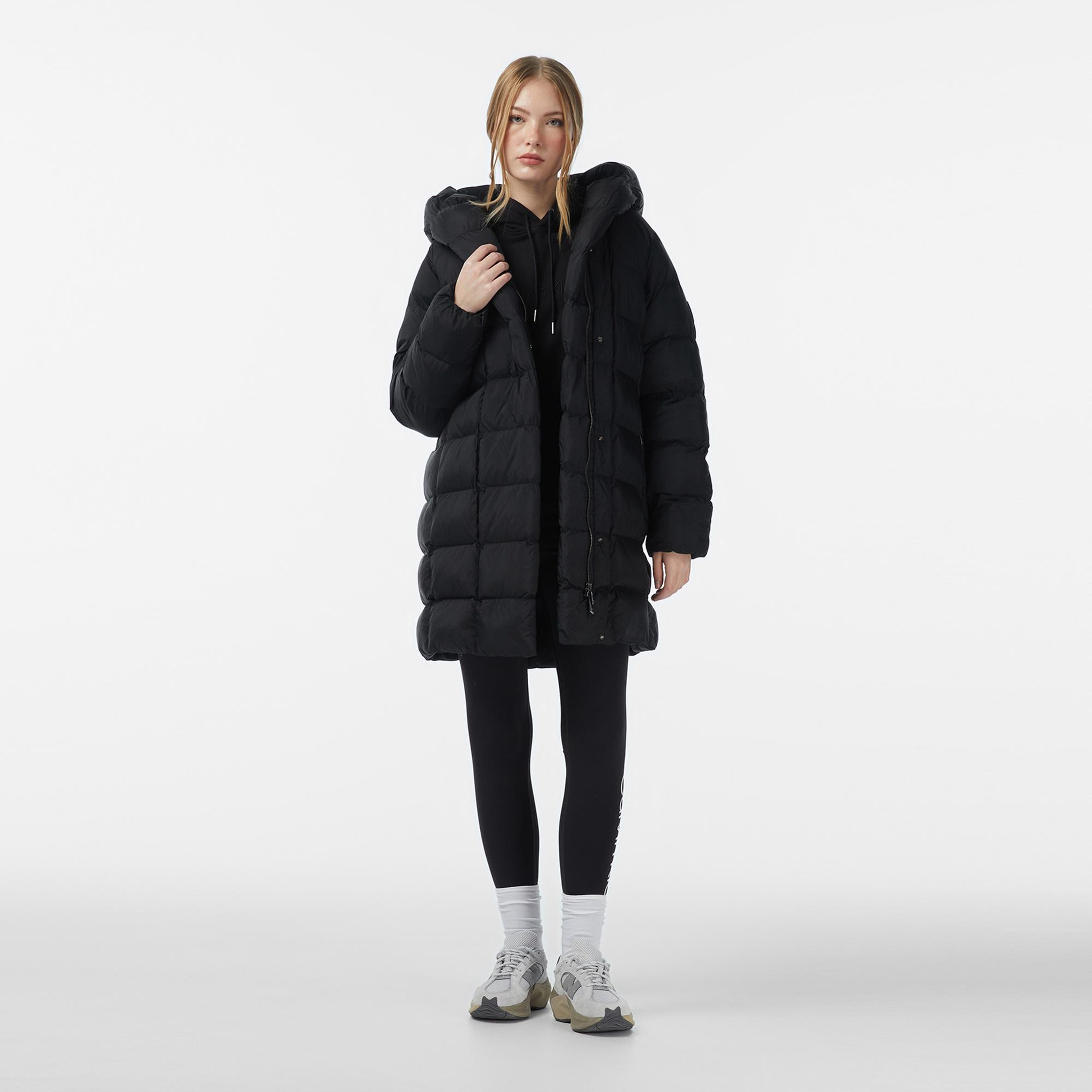 Calvin Klein Shine Wrap Puffer Kadın Siyah Mont