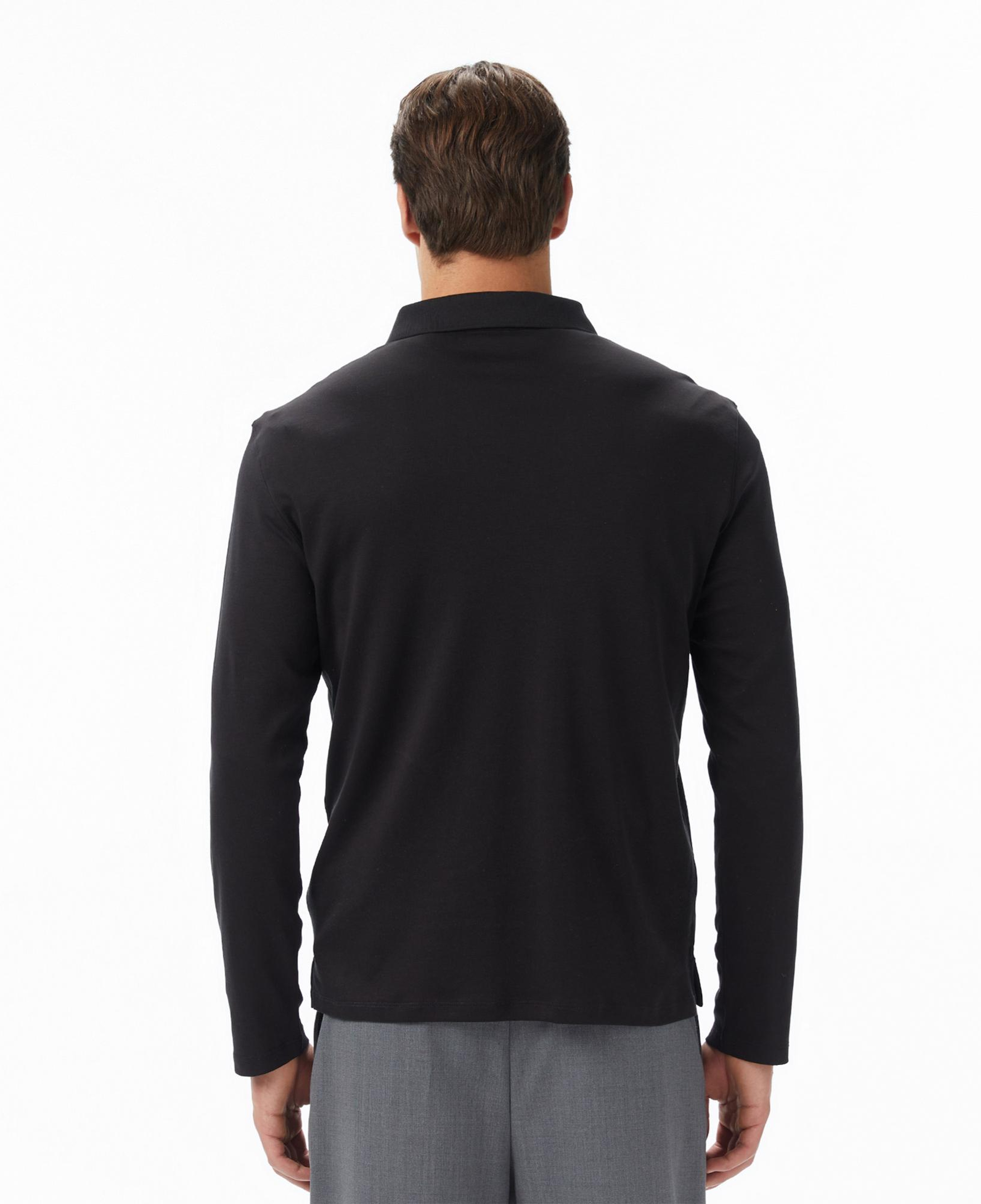 Calvin Klein Supima Cotton Solid Erkek Siyah Uzun Kollu Polo