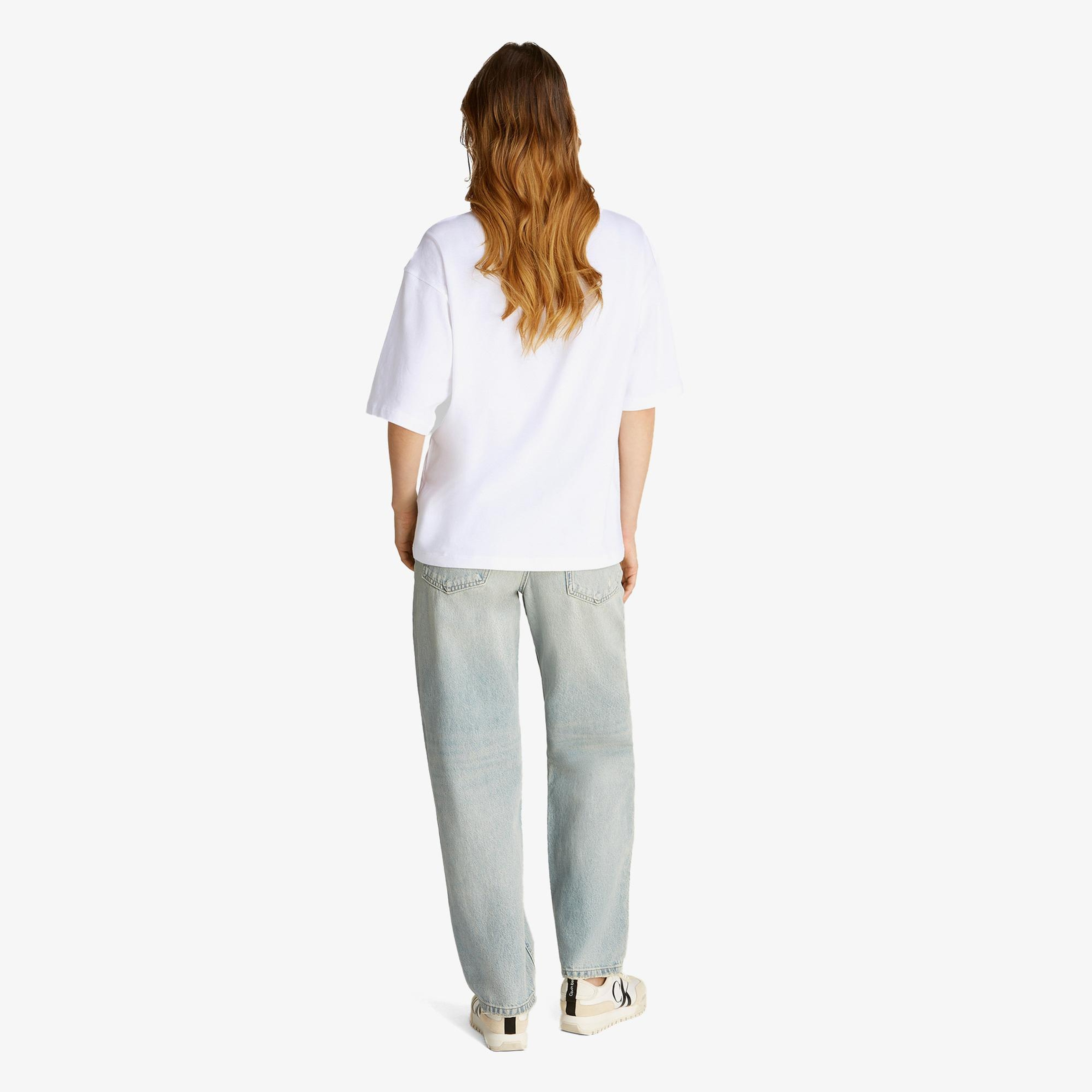 Calvin Klein Logo Kadın Beyaz T-Shirt