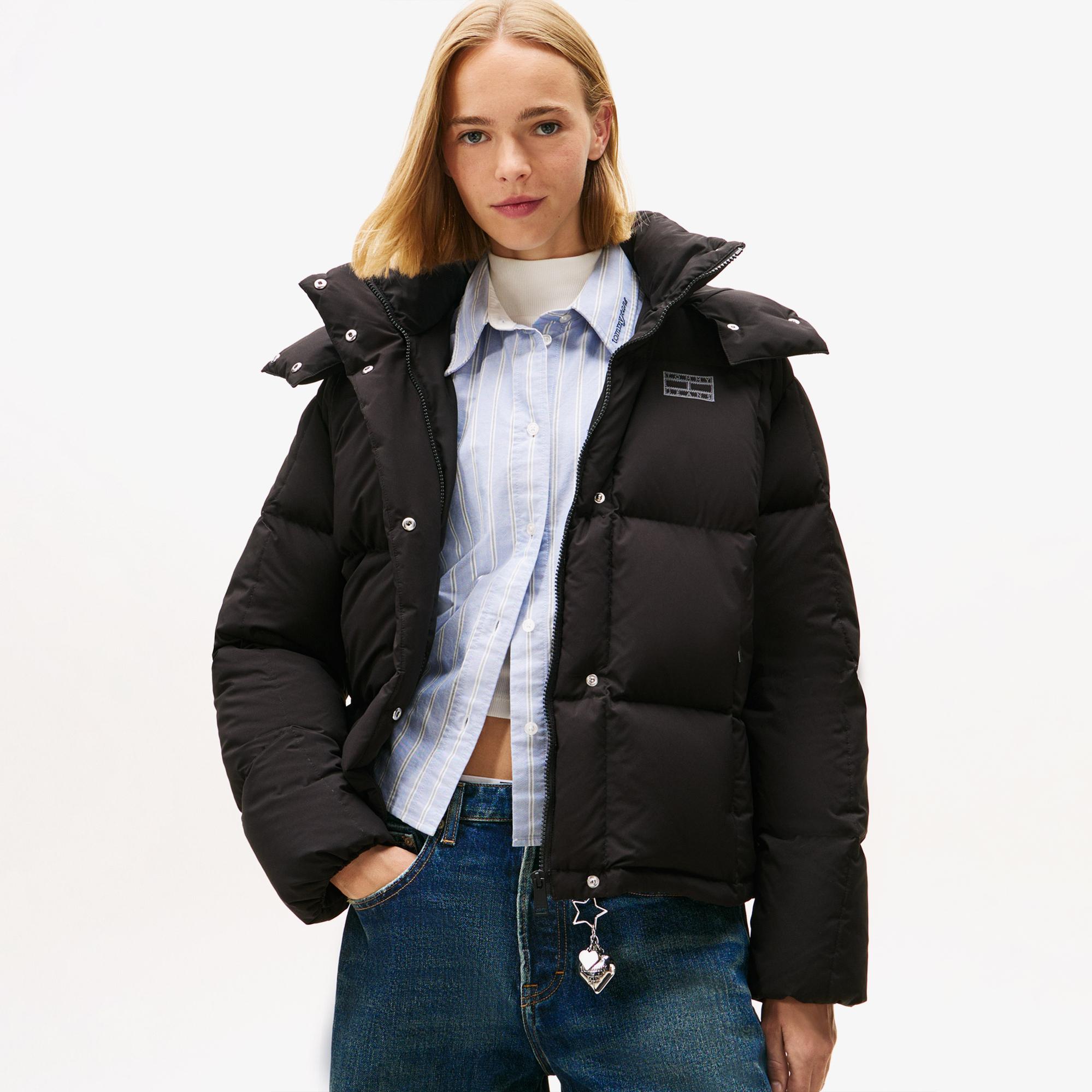 Tommy Jeans Alaska Grid Kadın Siyah Puffer Mont