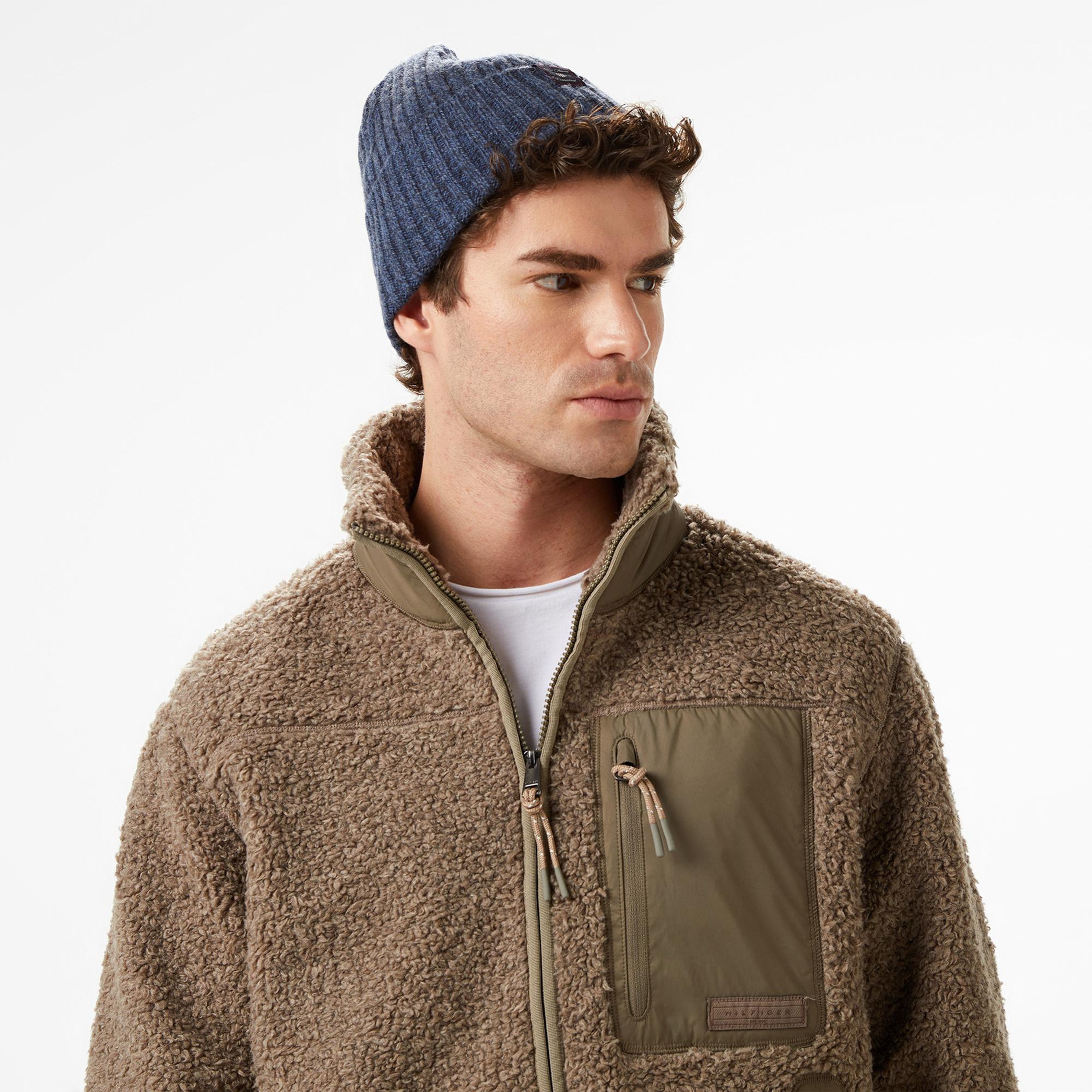 Tommy Hilfiger Teddy Through Erkek Fermuarlı Bej Ceket