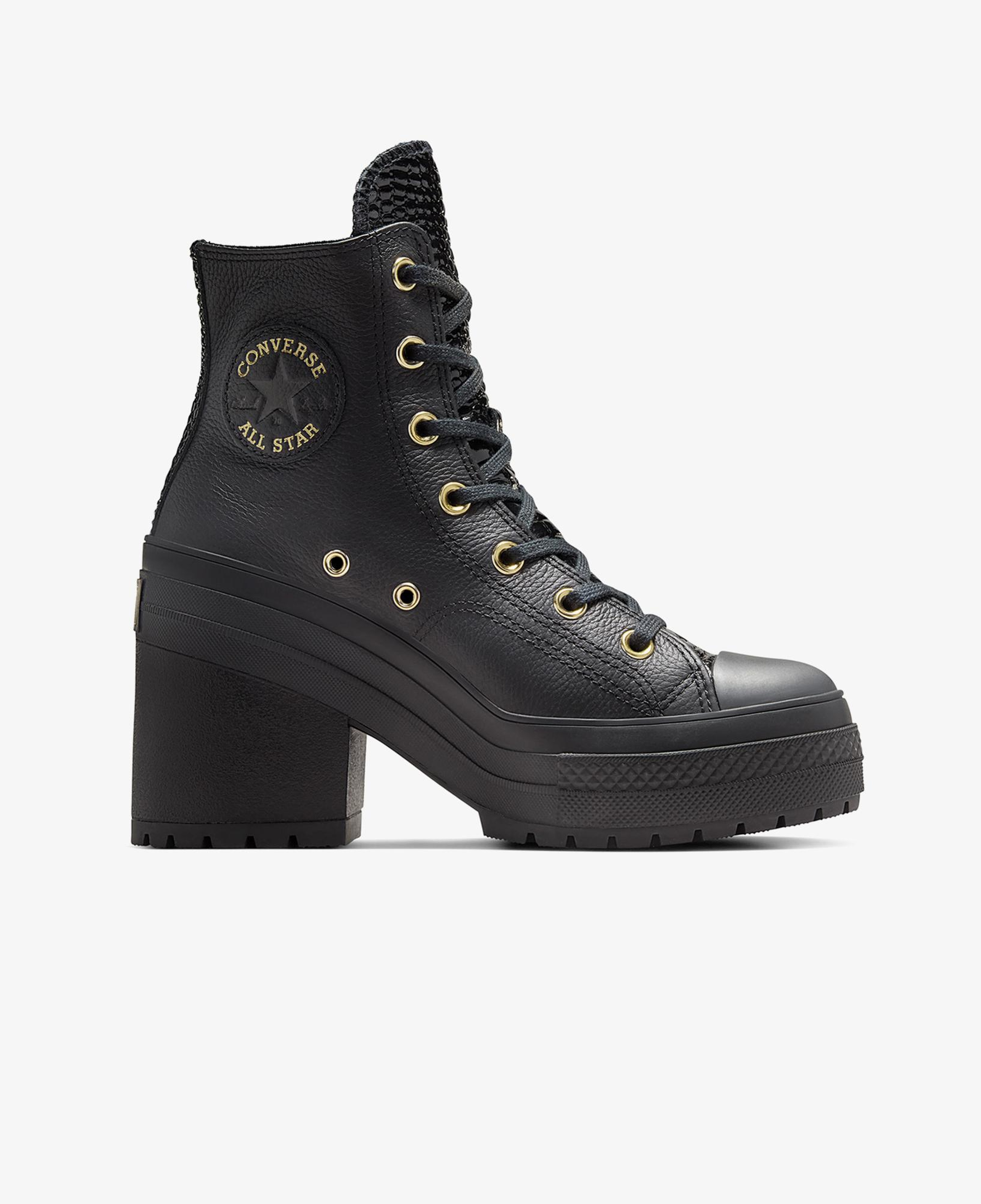 Converse Chuck 70 De Luxe Heel Unisex Siyah Deri Platform Sneaker