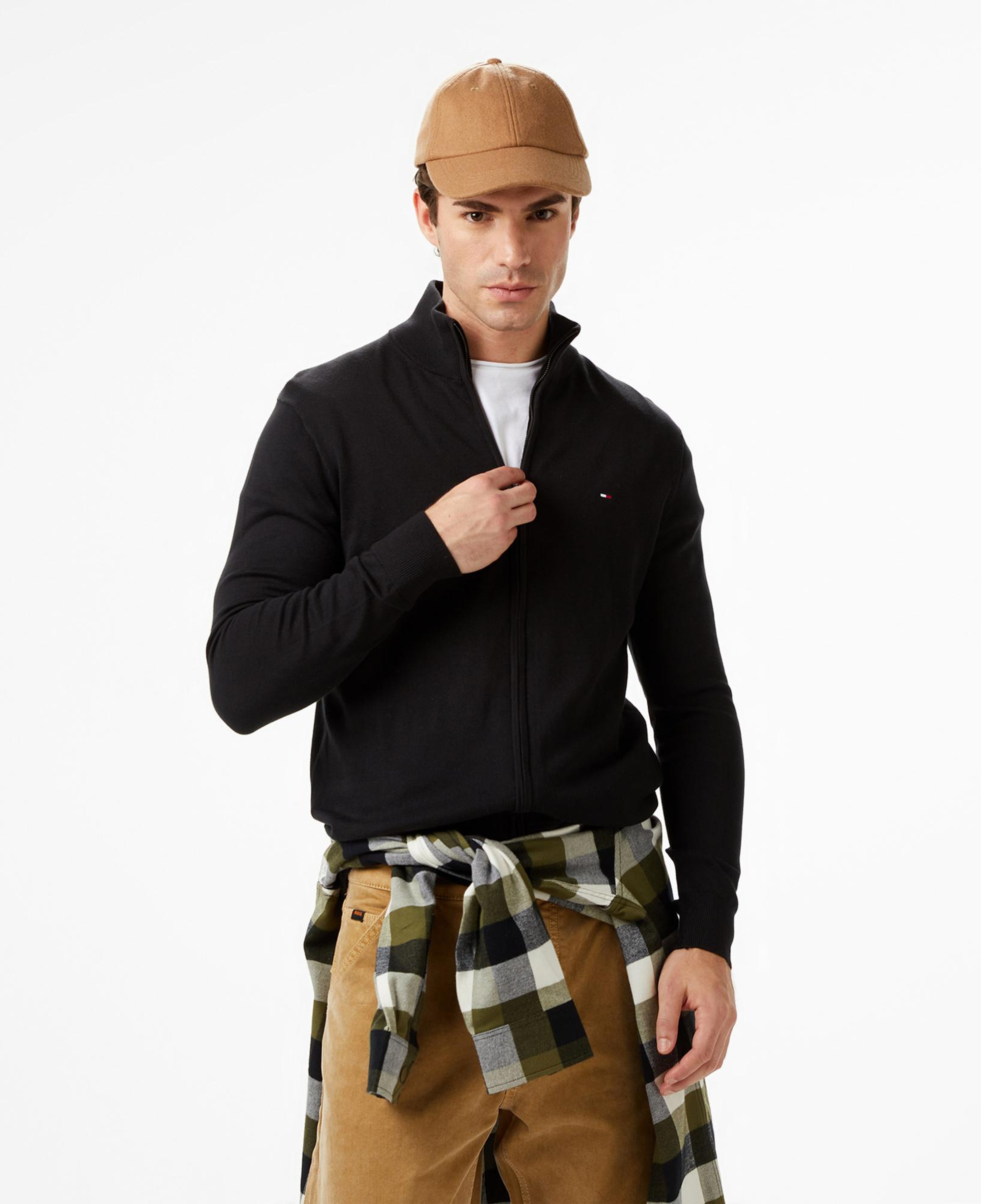 Tommy Hilfiger Essential Zip Erkek Siyah Triko Hırka