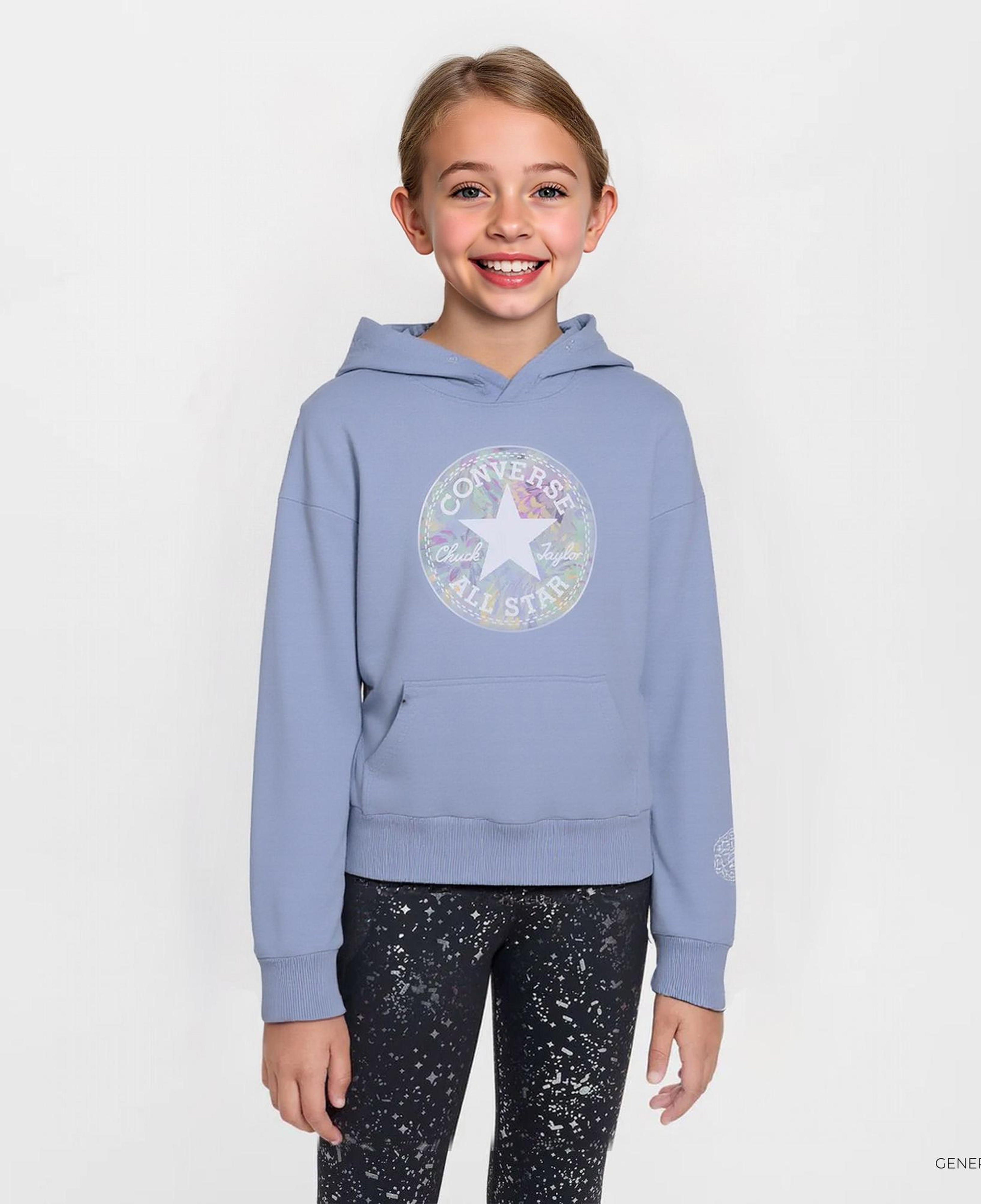 Converse Oversized Chuck Patch Çocuk Mavi Hoodie