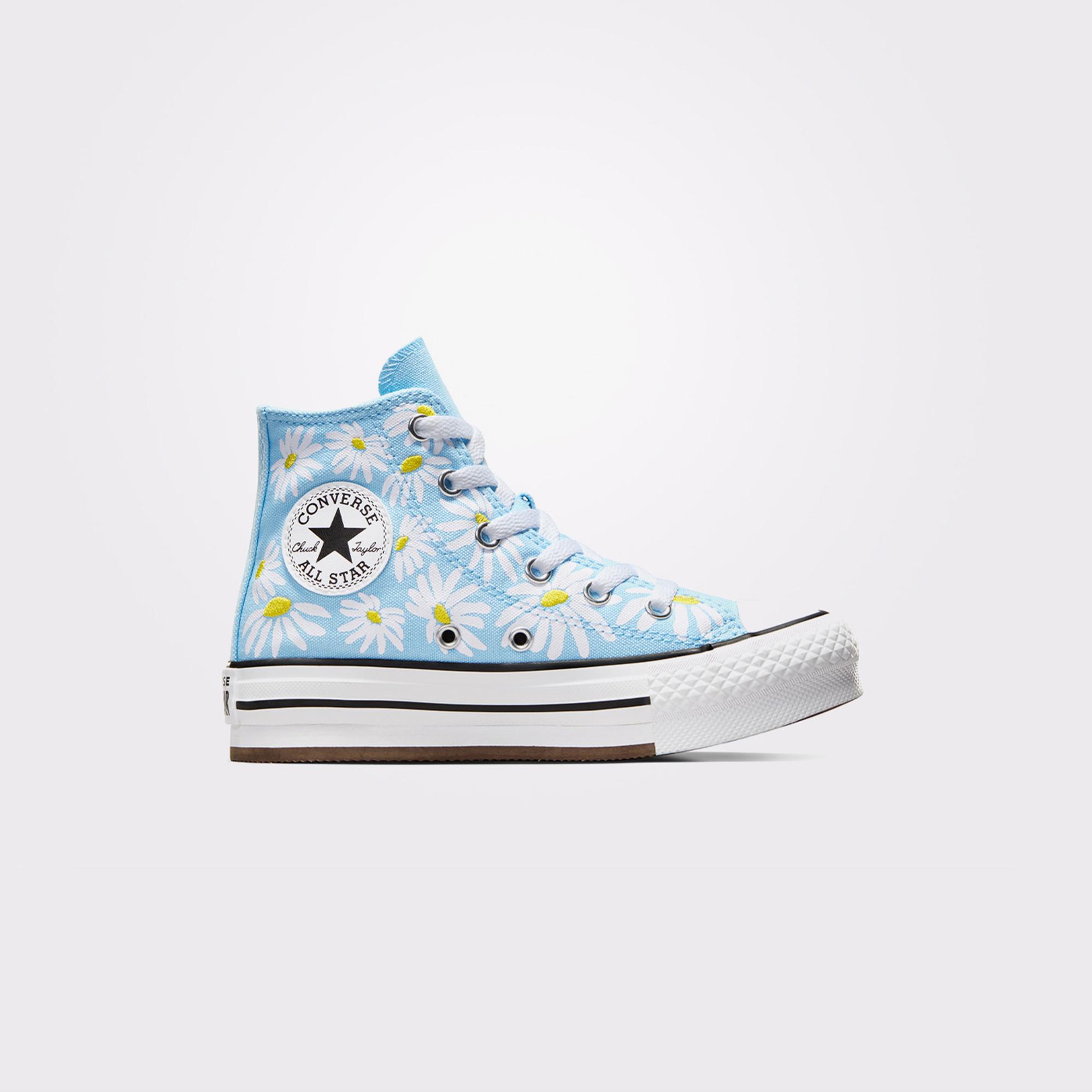 Converse Chuck Taylor All Star Lift Floral Çocuk Mavi Platform Sneaker