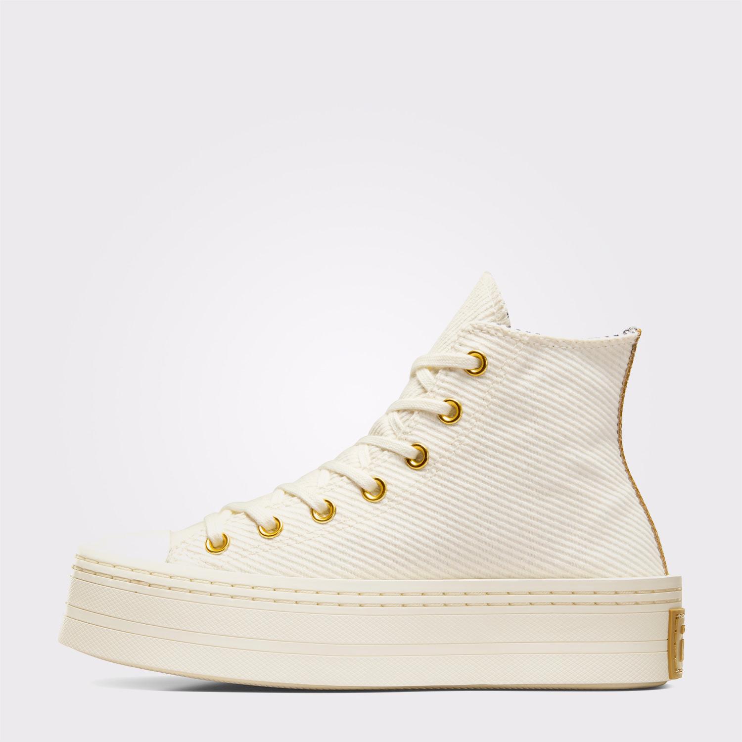 Converse Chuck Taylor All Star Modern Lift Corduroy Unisex Krem Platform Sneaker