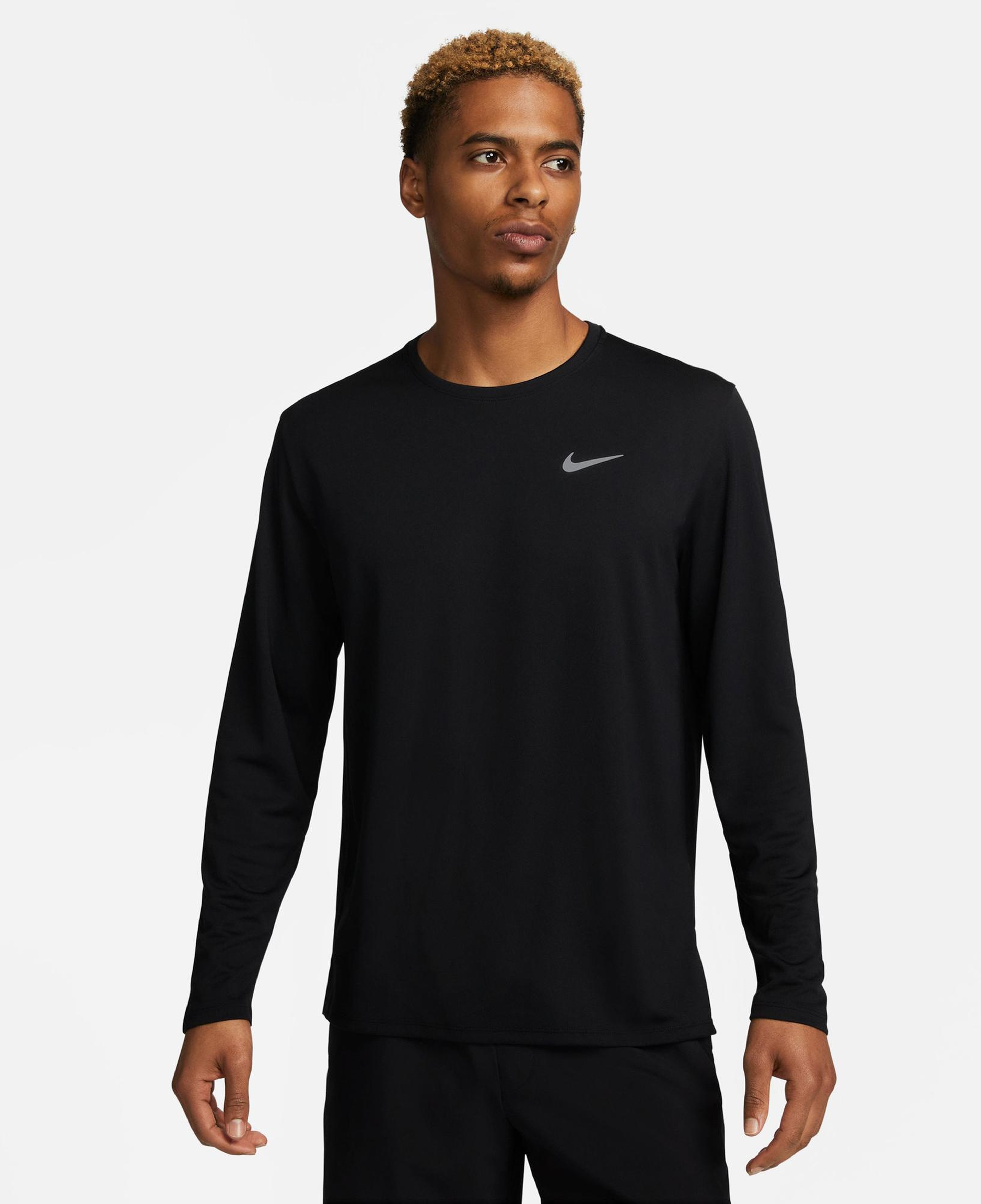 Nike Dri-Fit Miler Erkek Siyah Uzun Kollu T-Shirt