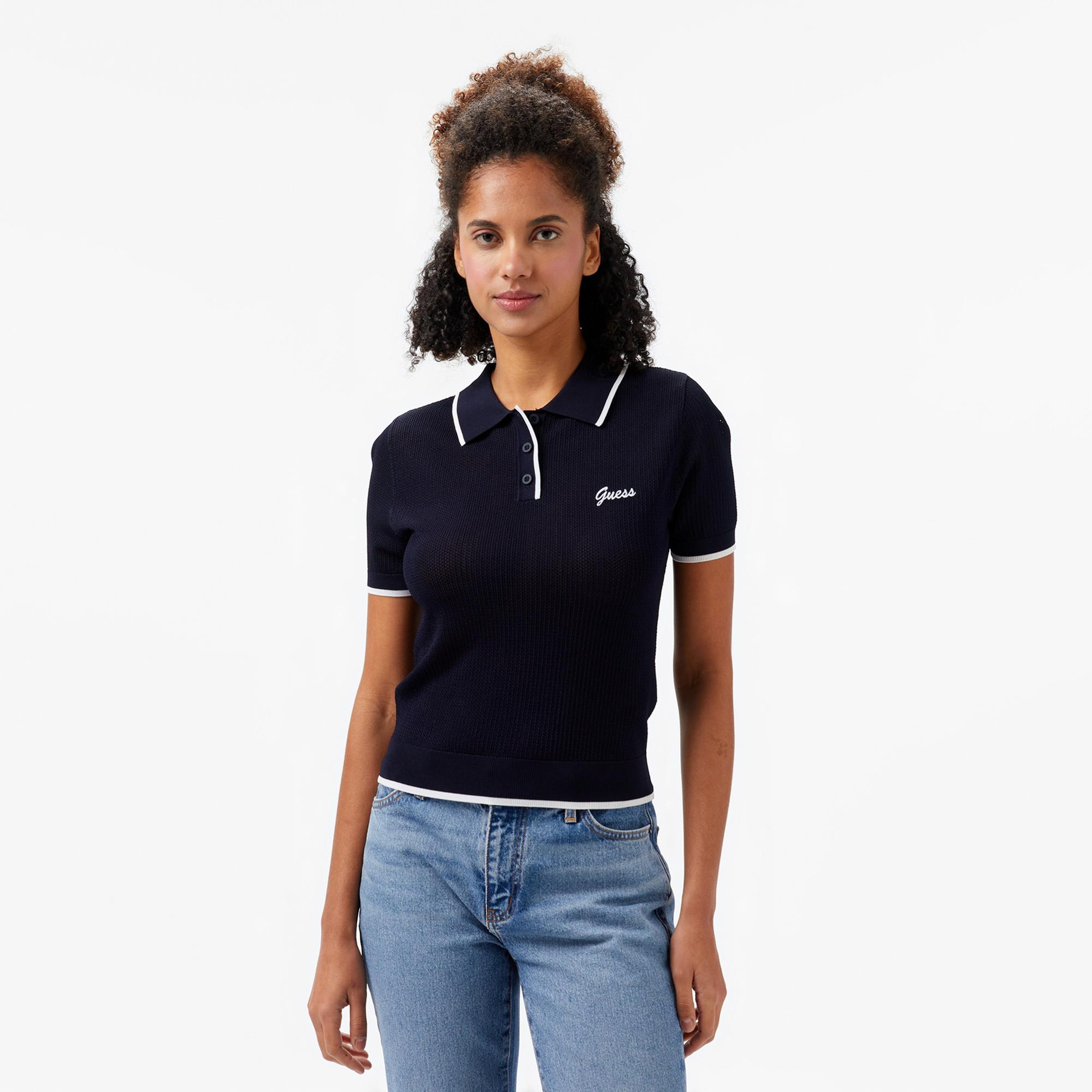 Guess Slim Fit Kadın Lacivert Polo T-Shirt