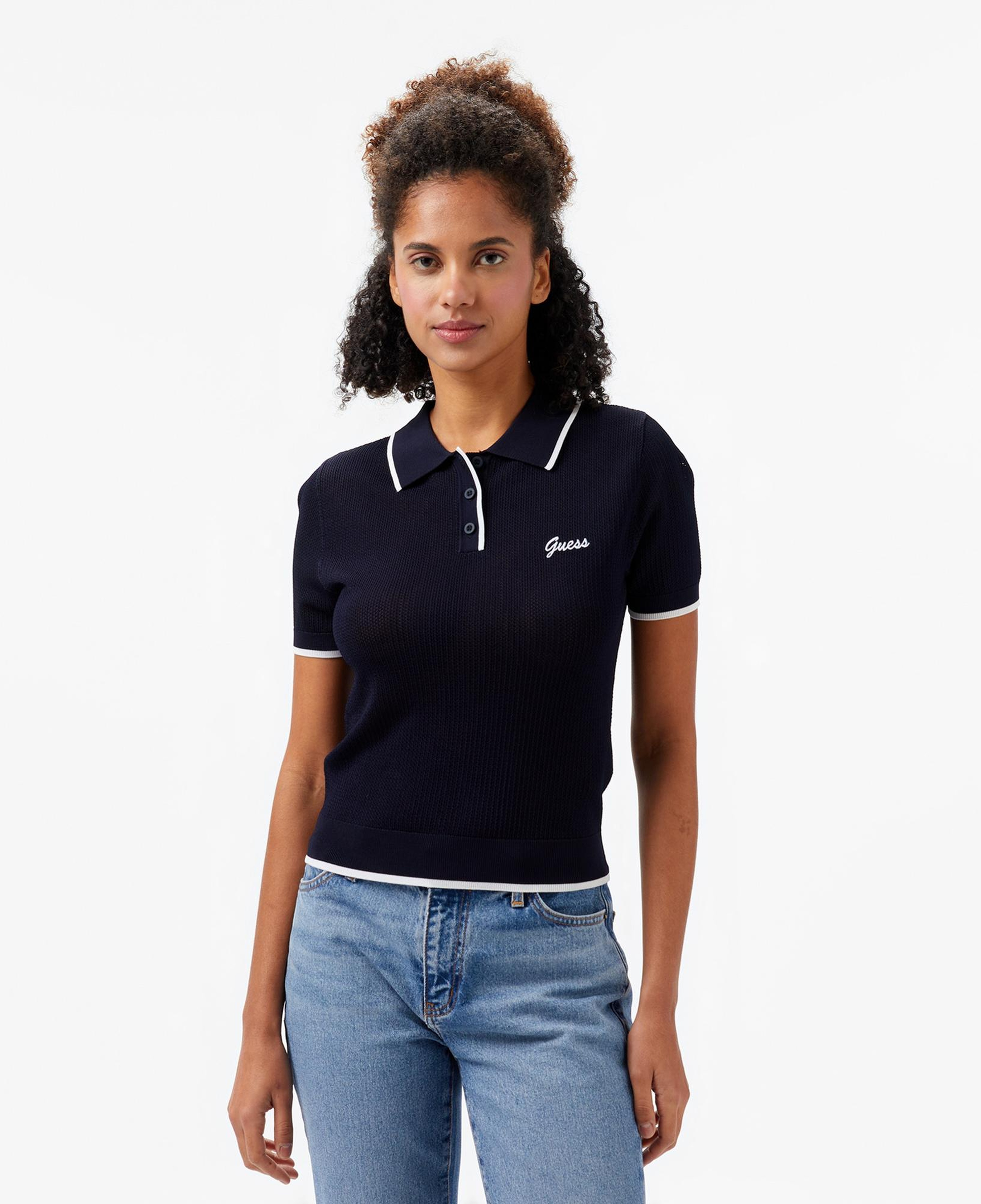 Guess Slim Fit Kadın Lacivert Polo T-Shirt