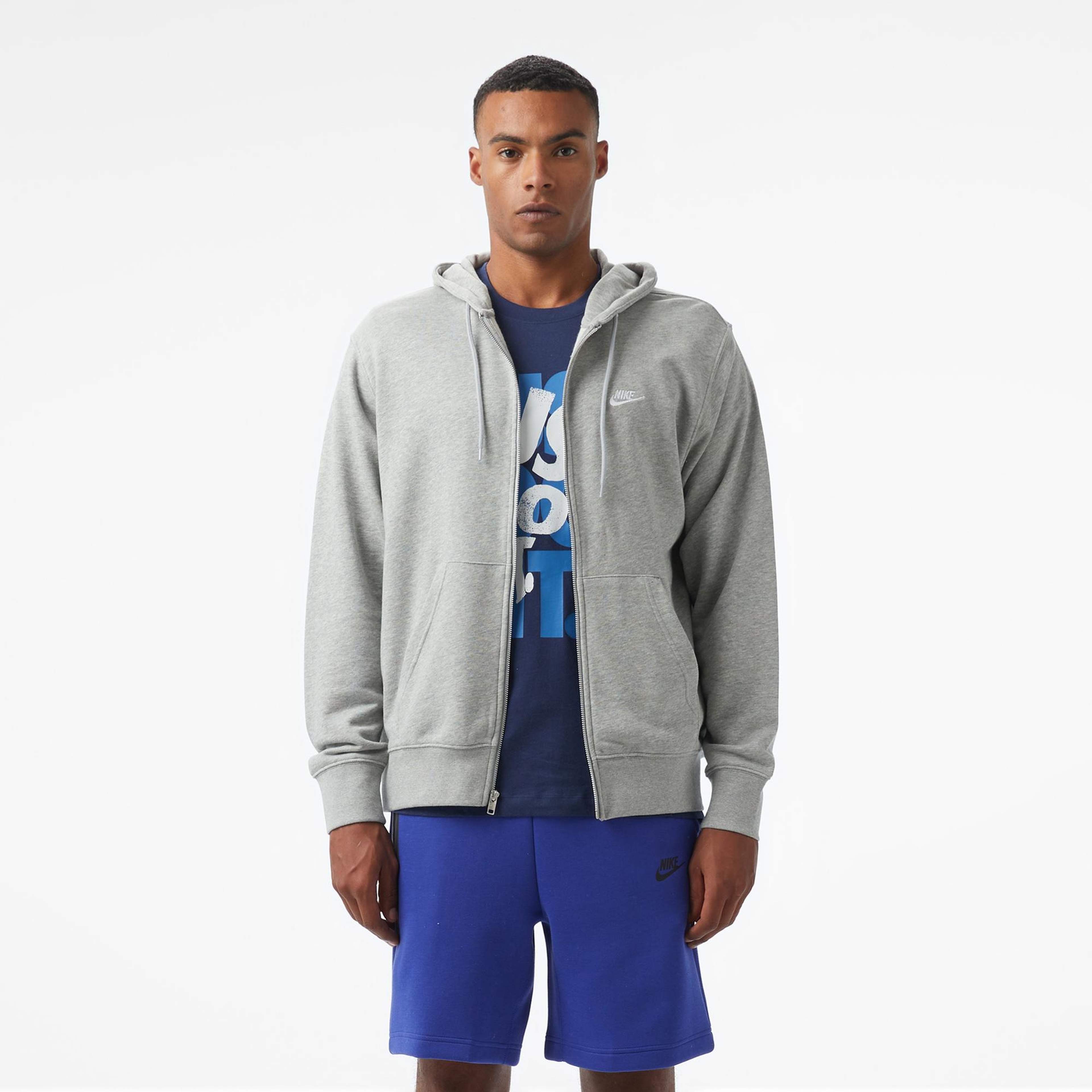 Nike Club Fleece Erkek Gri Hoodie