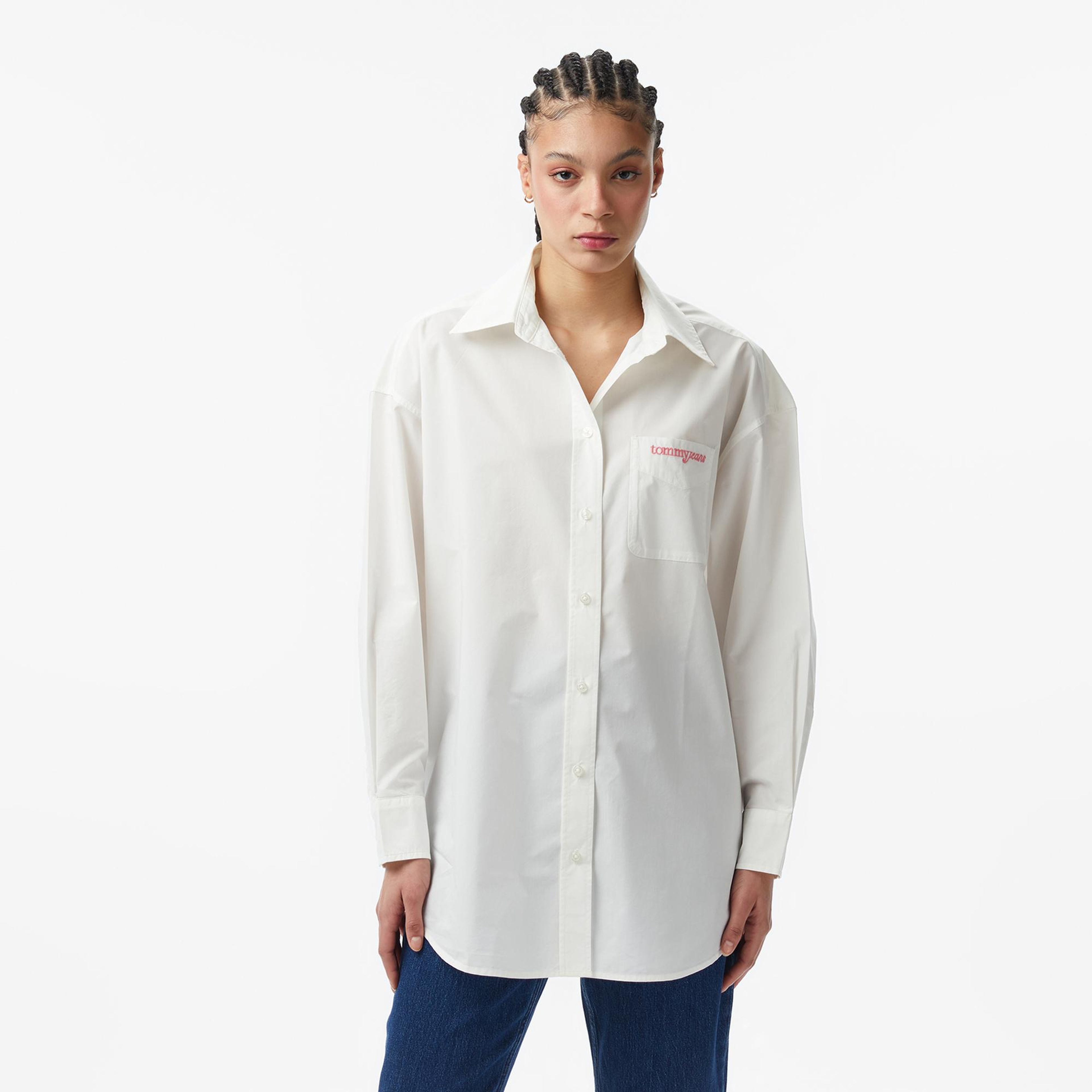 Tommy Hilfiger Script Kadın Beyaz Gömlek