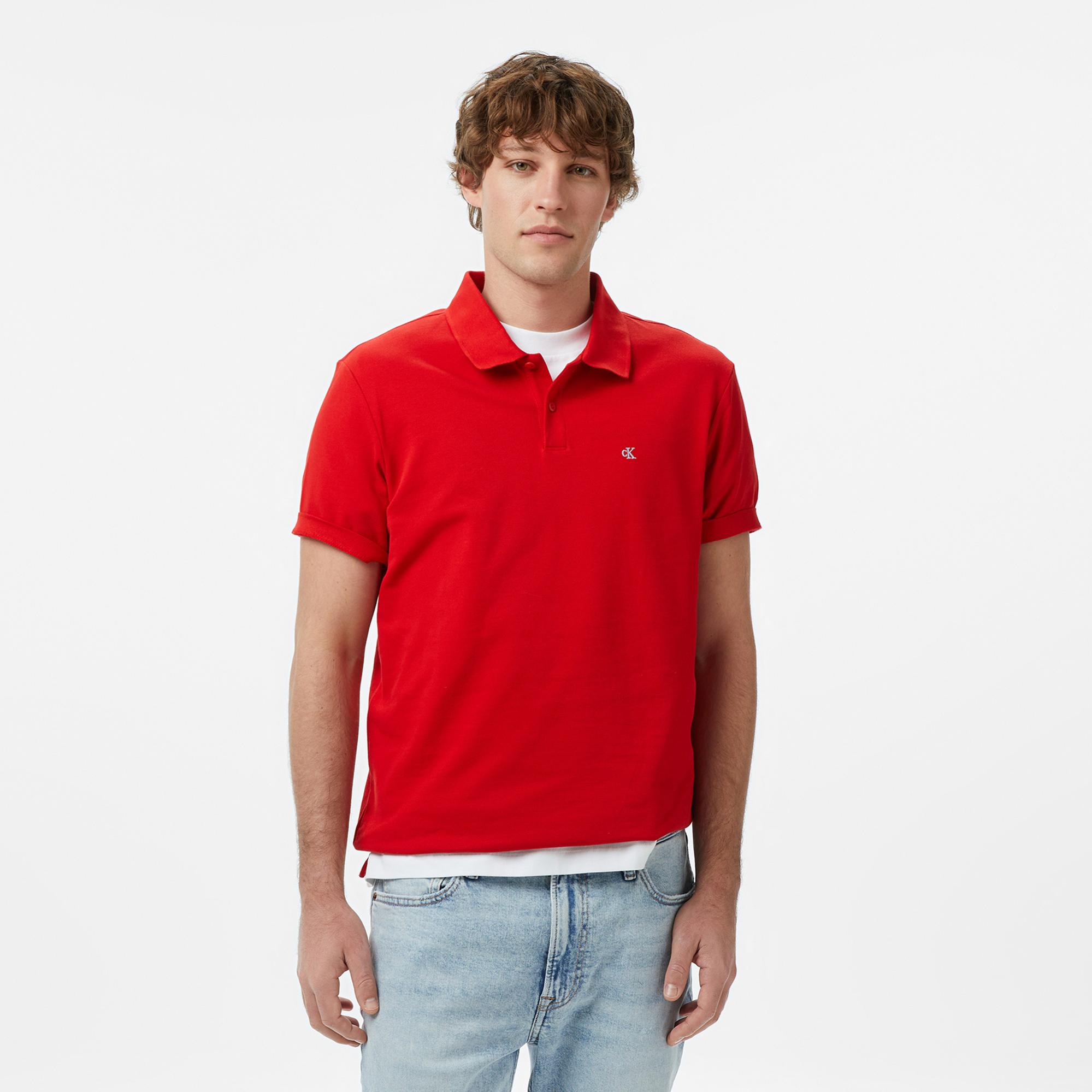 Calvin Klein Monogram Pique  Erkek Kırmızı Polo