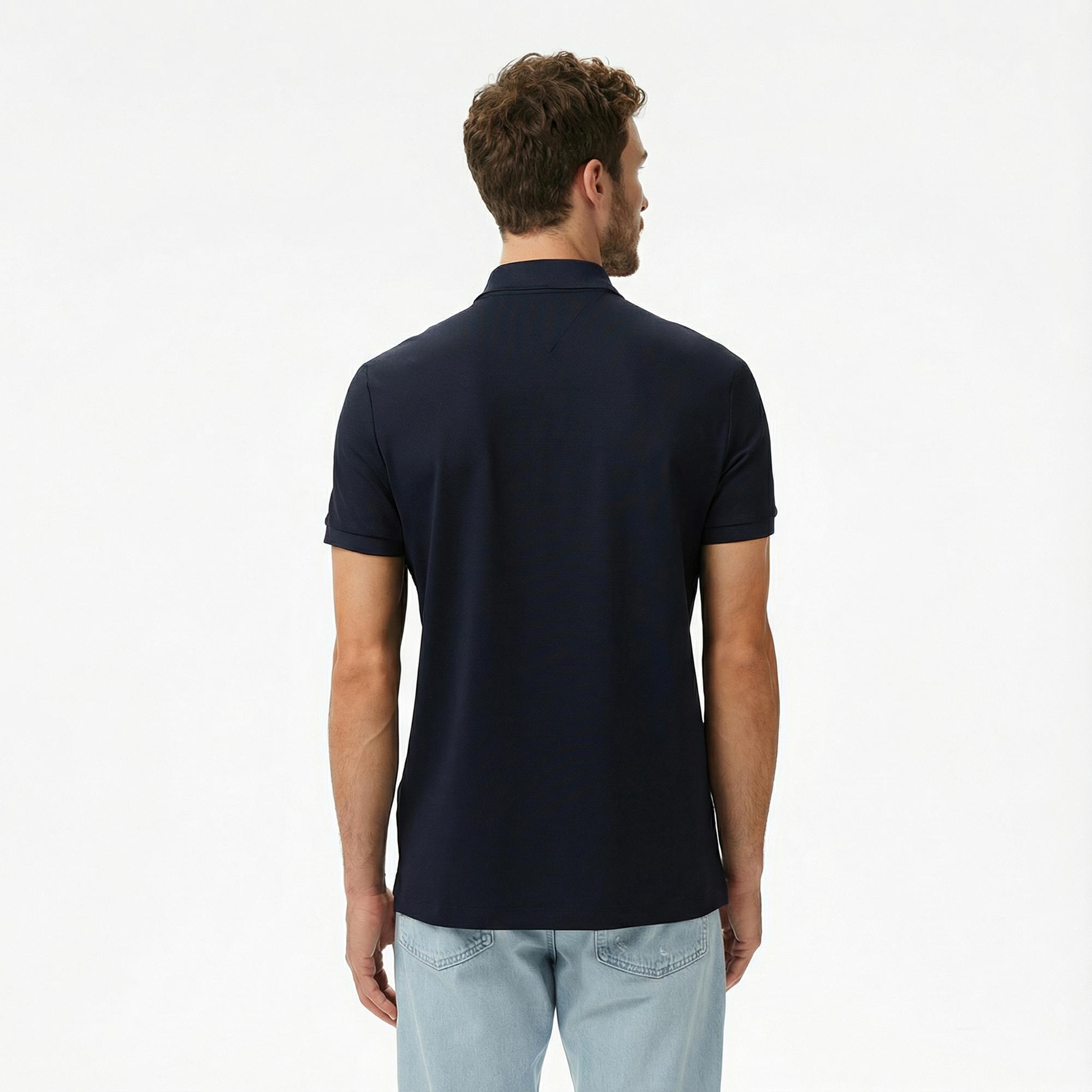 Tommy Hilfiger Performance Pique Erkek Lacivert Polo Yaka T-Shirt