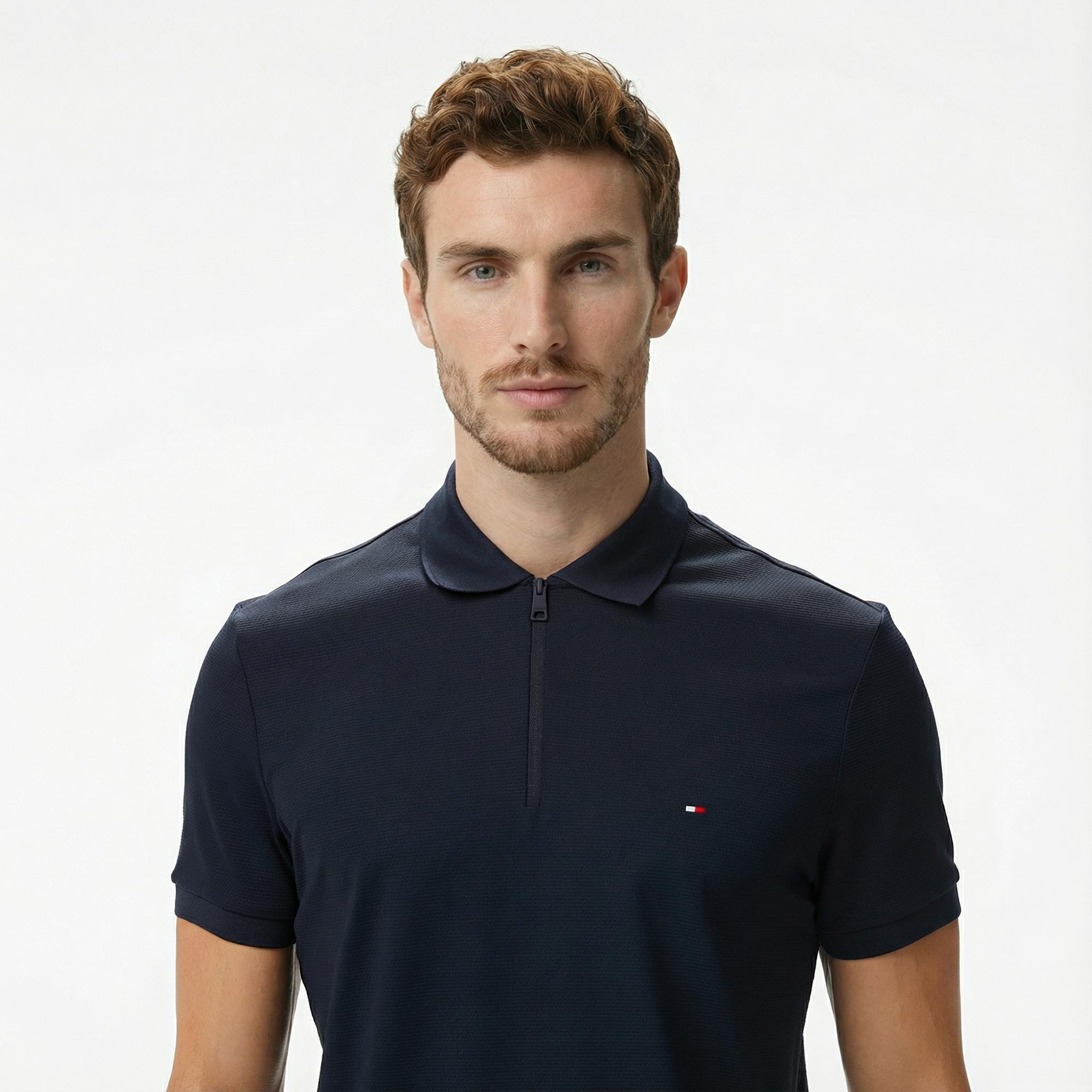 Tommy Hilfiger Performance Pique Erkek Lacivert Polo Yaka T-Shirt