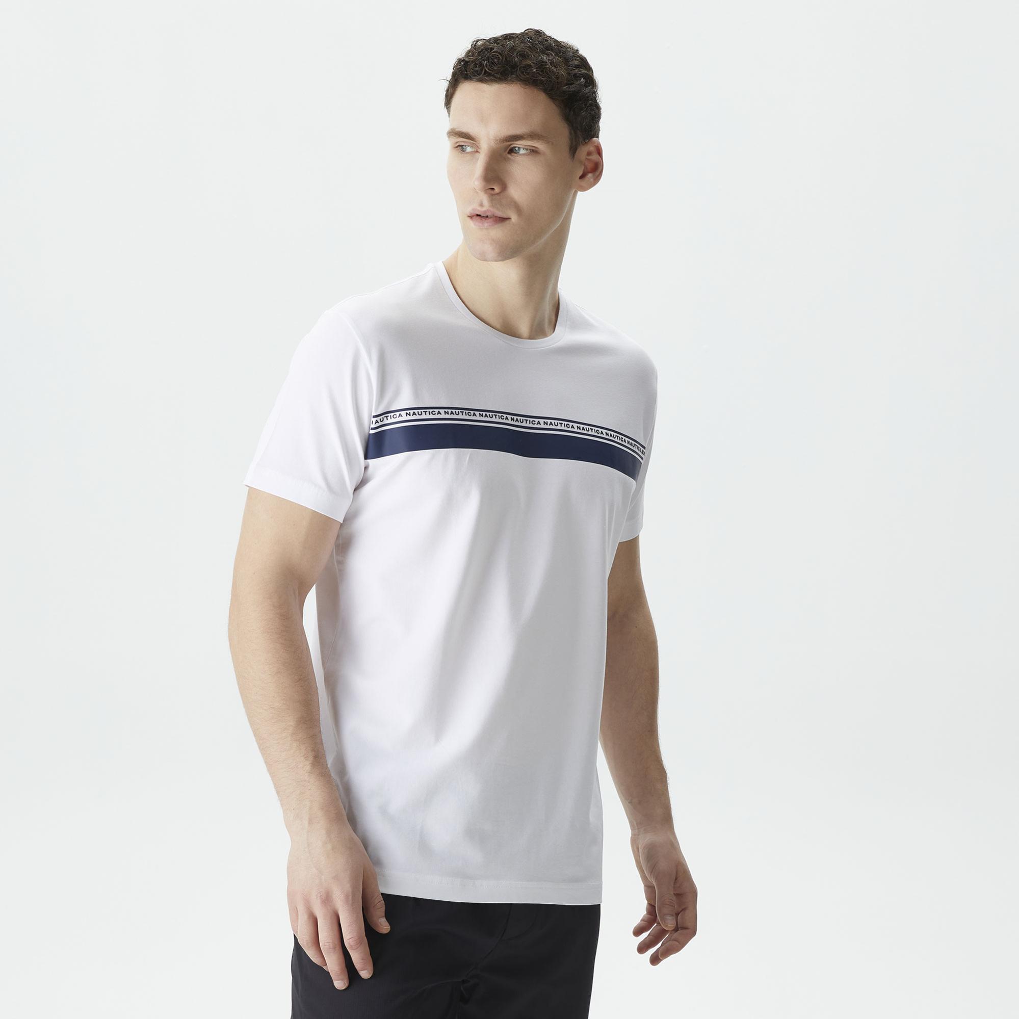 Nautica Erkek Beyaz Standart Fit T-Shirt