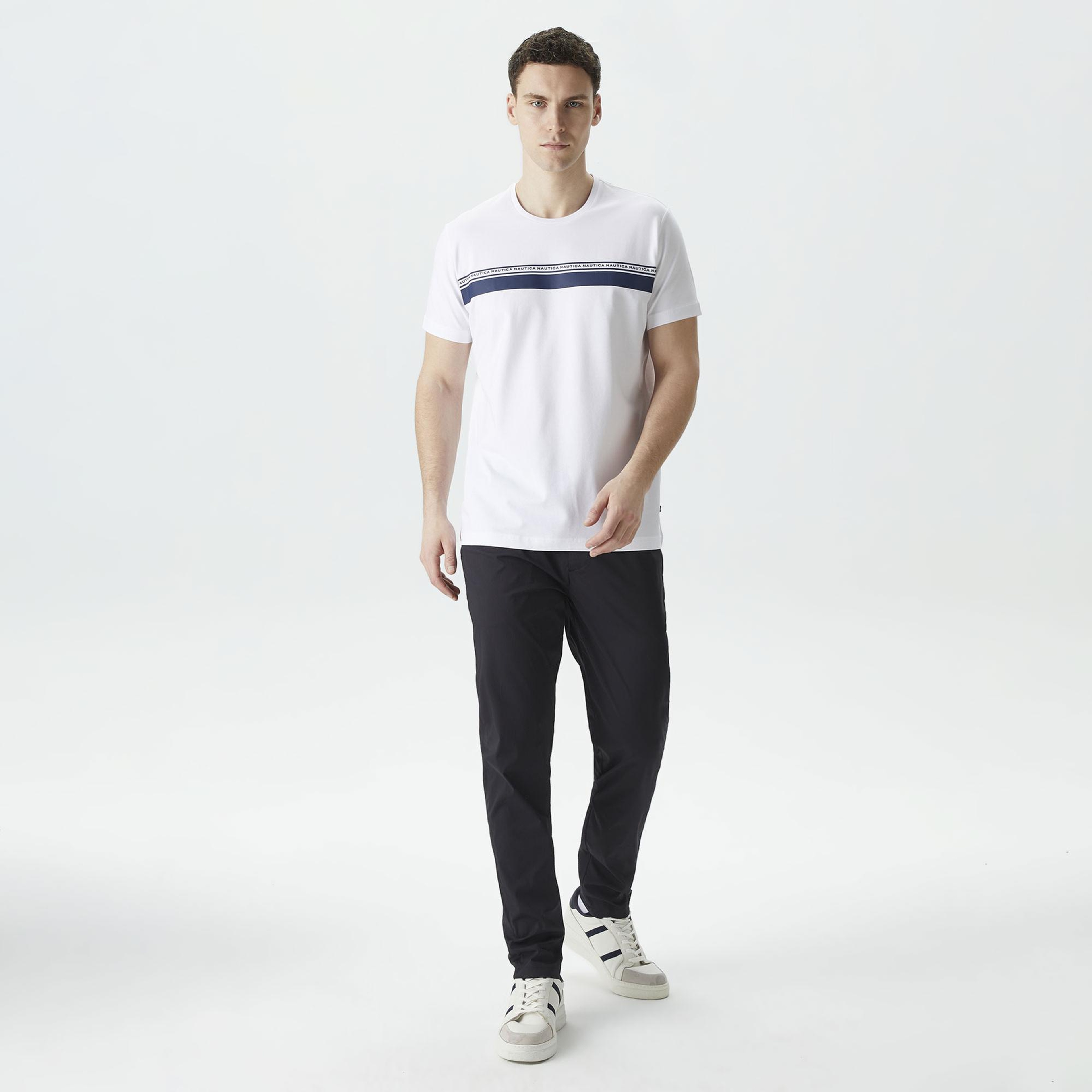 Nautica Erkek Beyaz Standart Fit T-Shirt