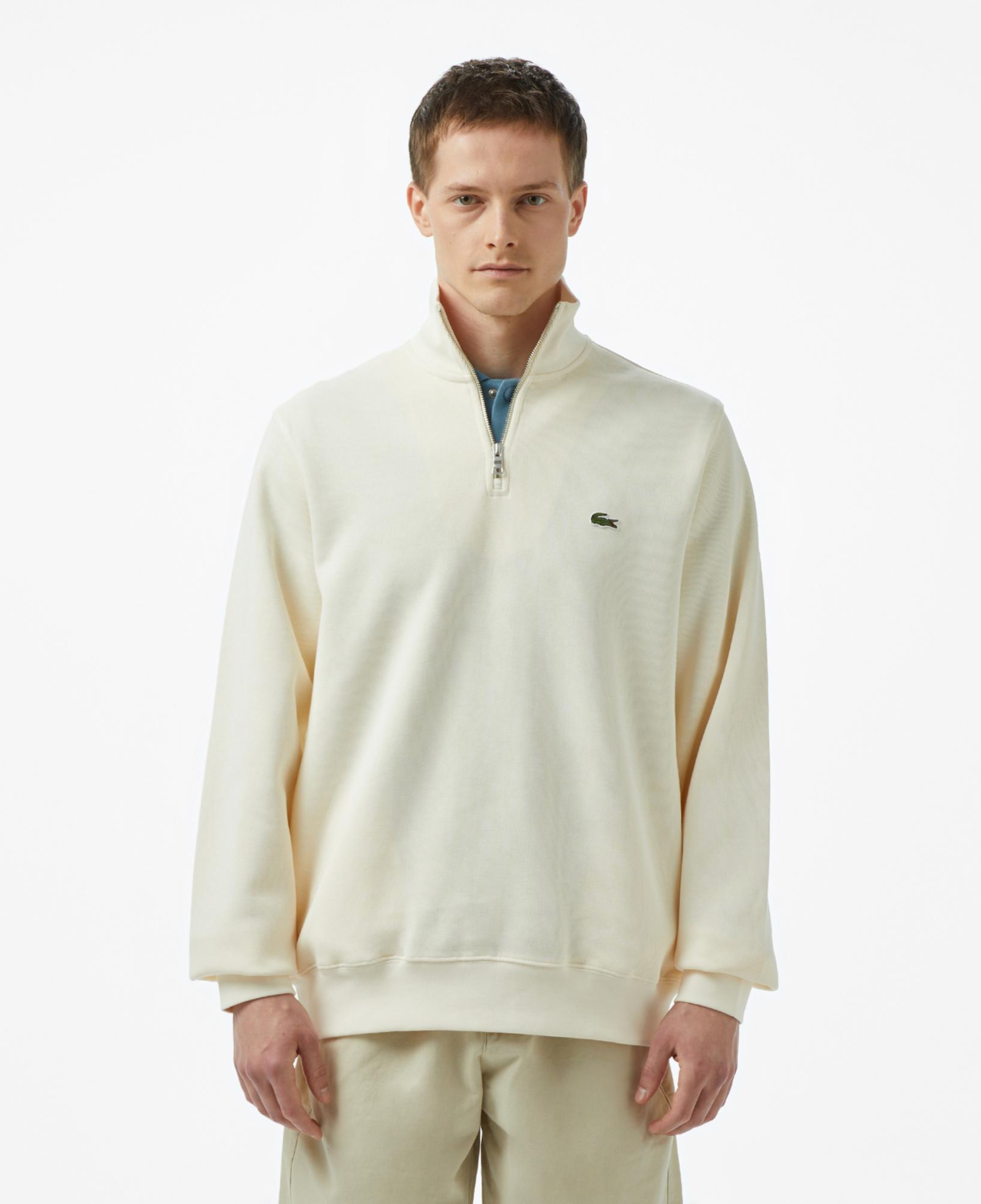 Lacoste Erkek Classic Fit Yarım Fermuarlı Krem Sweatshirt
