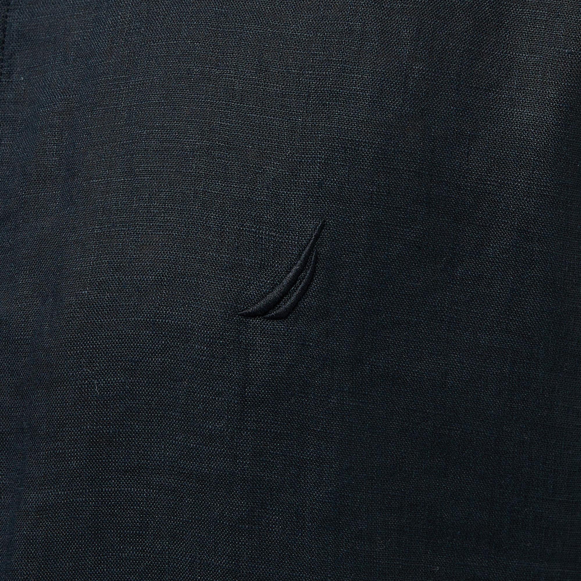 Nautica Erkek Siyah Classic Fit Keten Gömlek