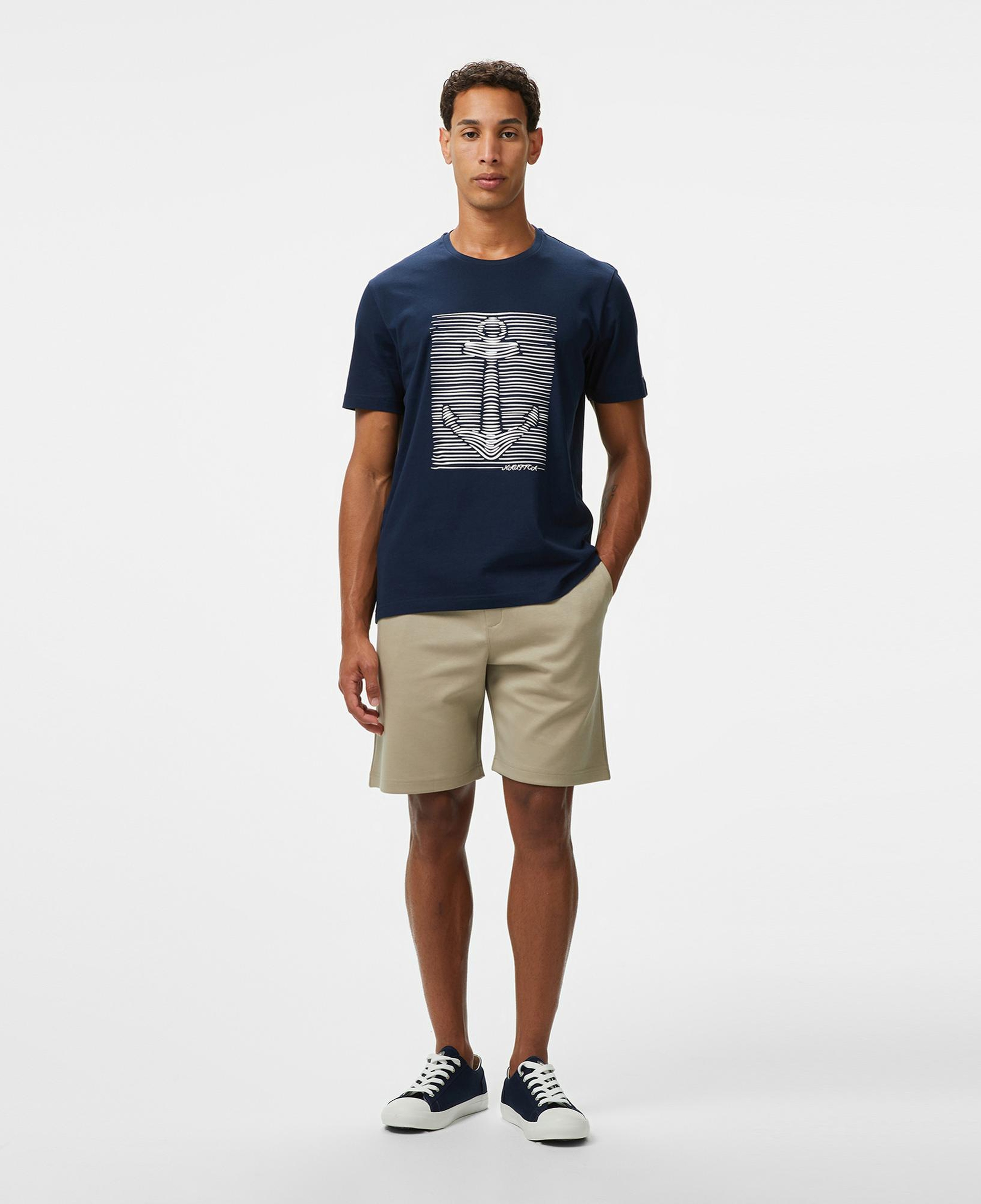 Nautica Erkek Lacivert Regular Fit Baskılı T-Shirt