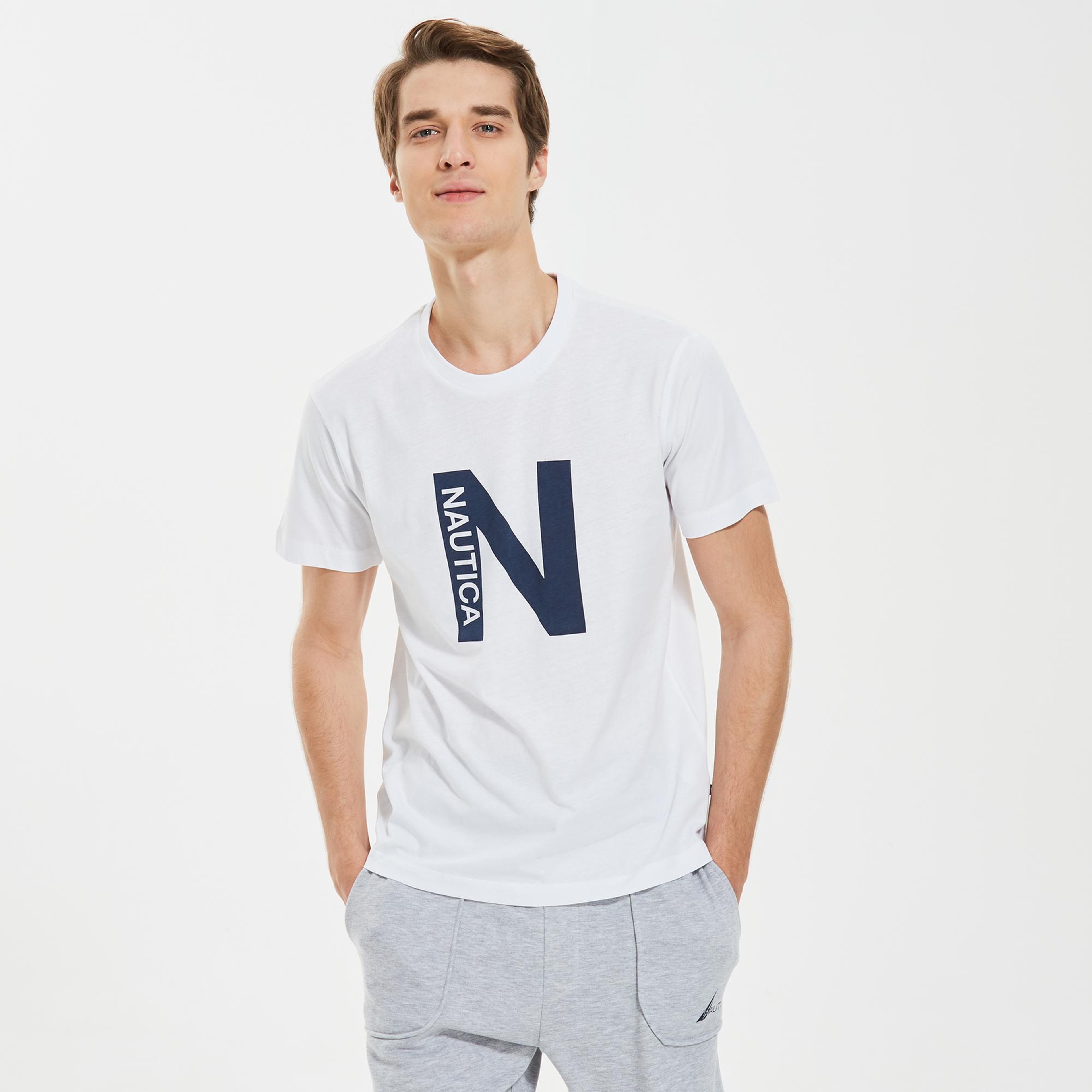 Nautica Erkek Beyaz Standart Fit T-Shirt