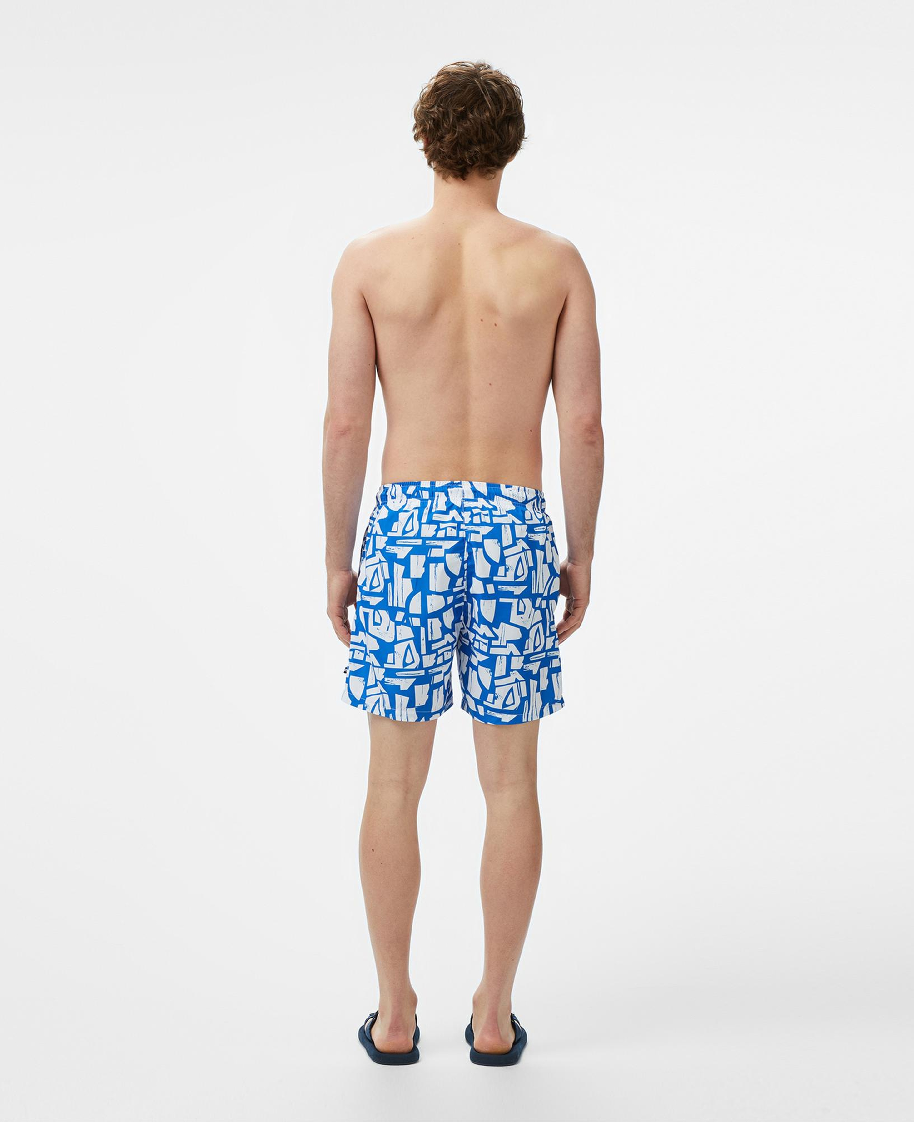 Nautica Erkek Mavi Regular Fit Desenli Deniz Şortu