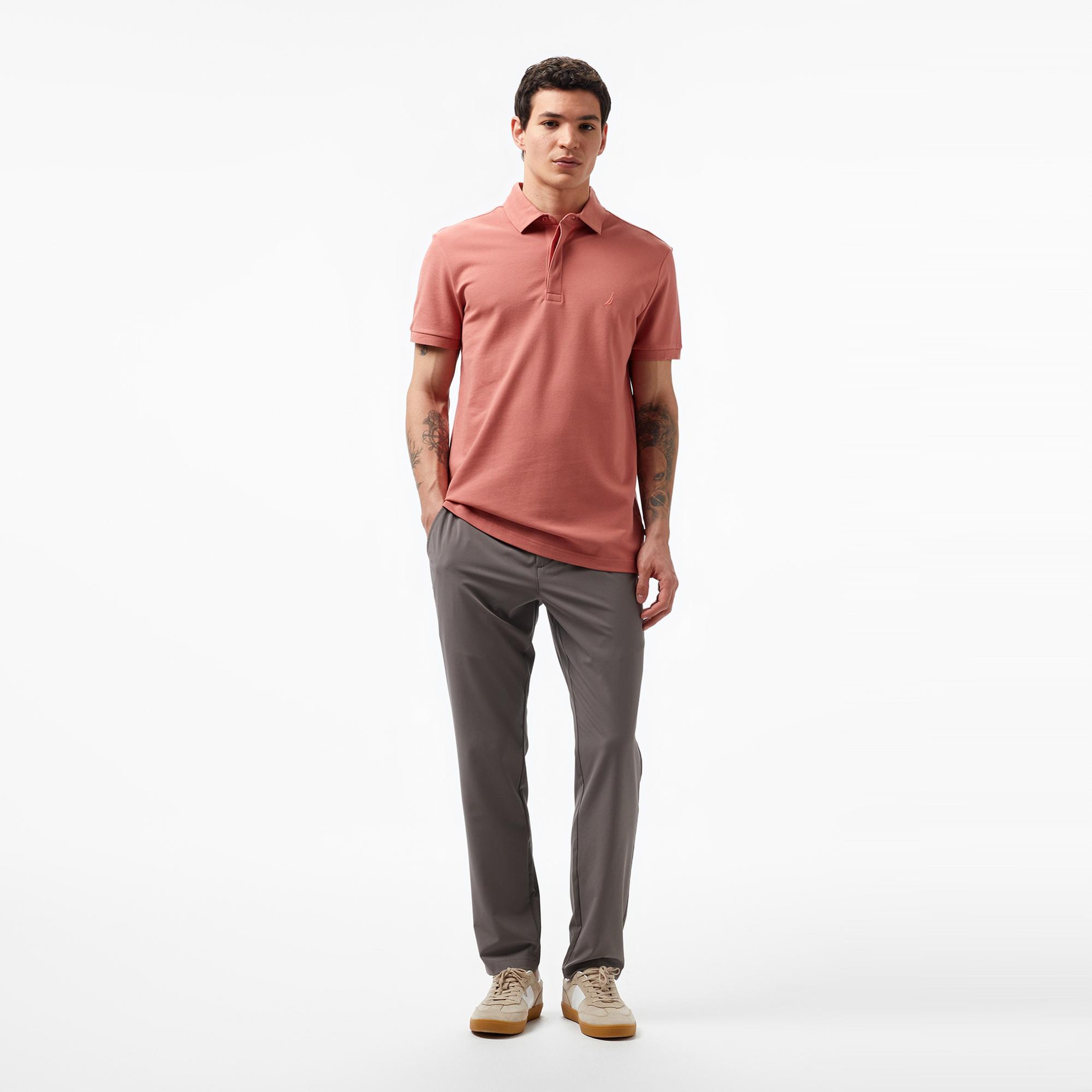 Nautica Erkek Kahverengi Slim Fit Polo Yaka T-Shirt