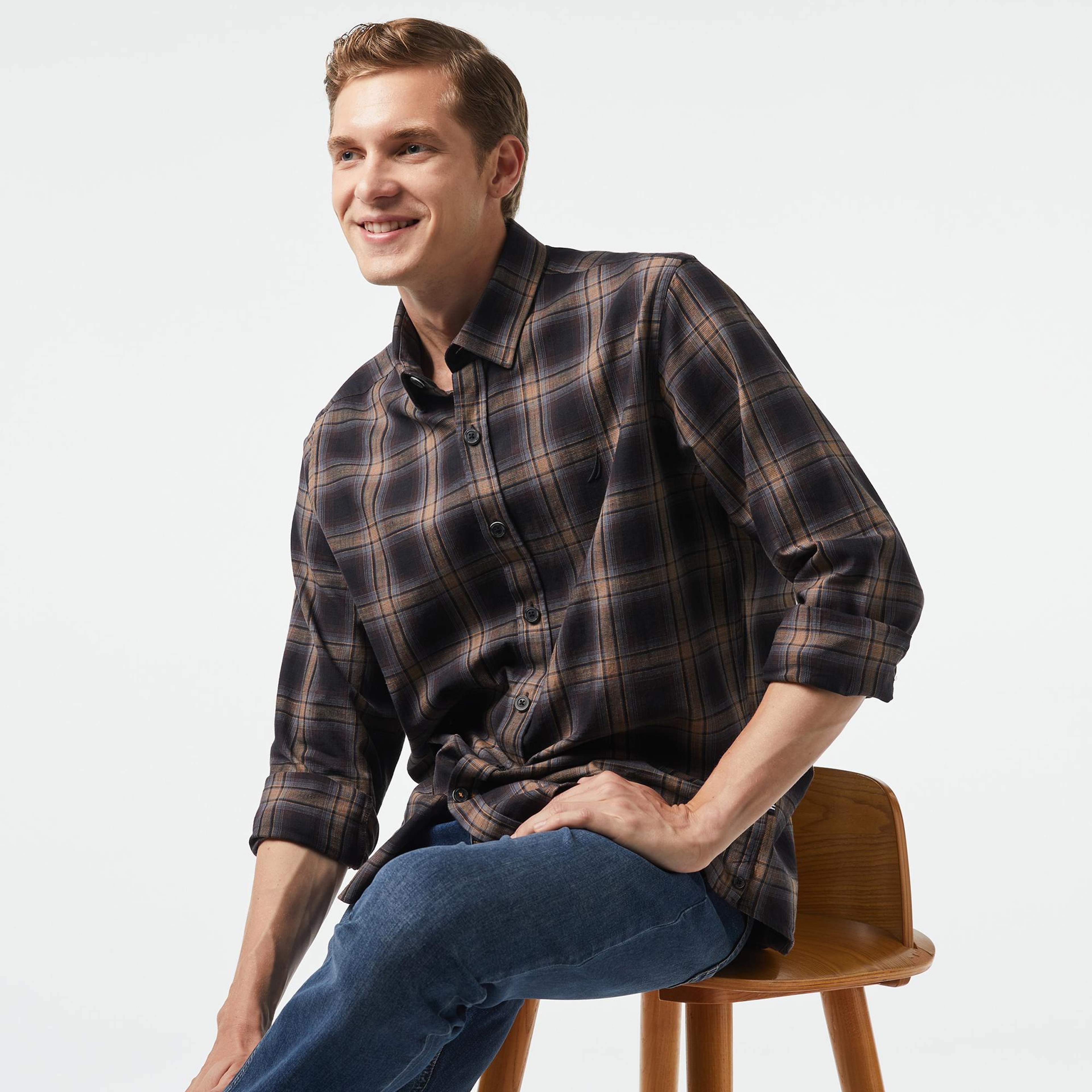 Nautica Erkek Kahverengi Classic Fit Gömlek