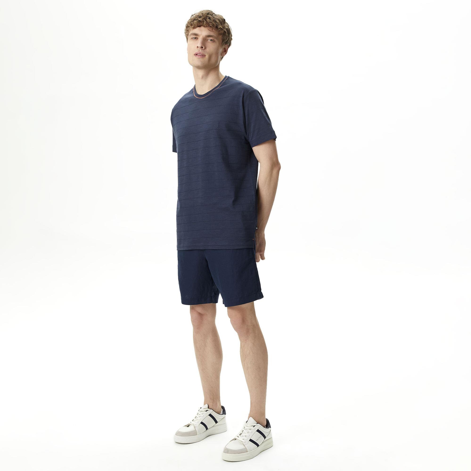 Nautica Erkek Lacivert Classic Fit Keten Bermuda