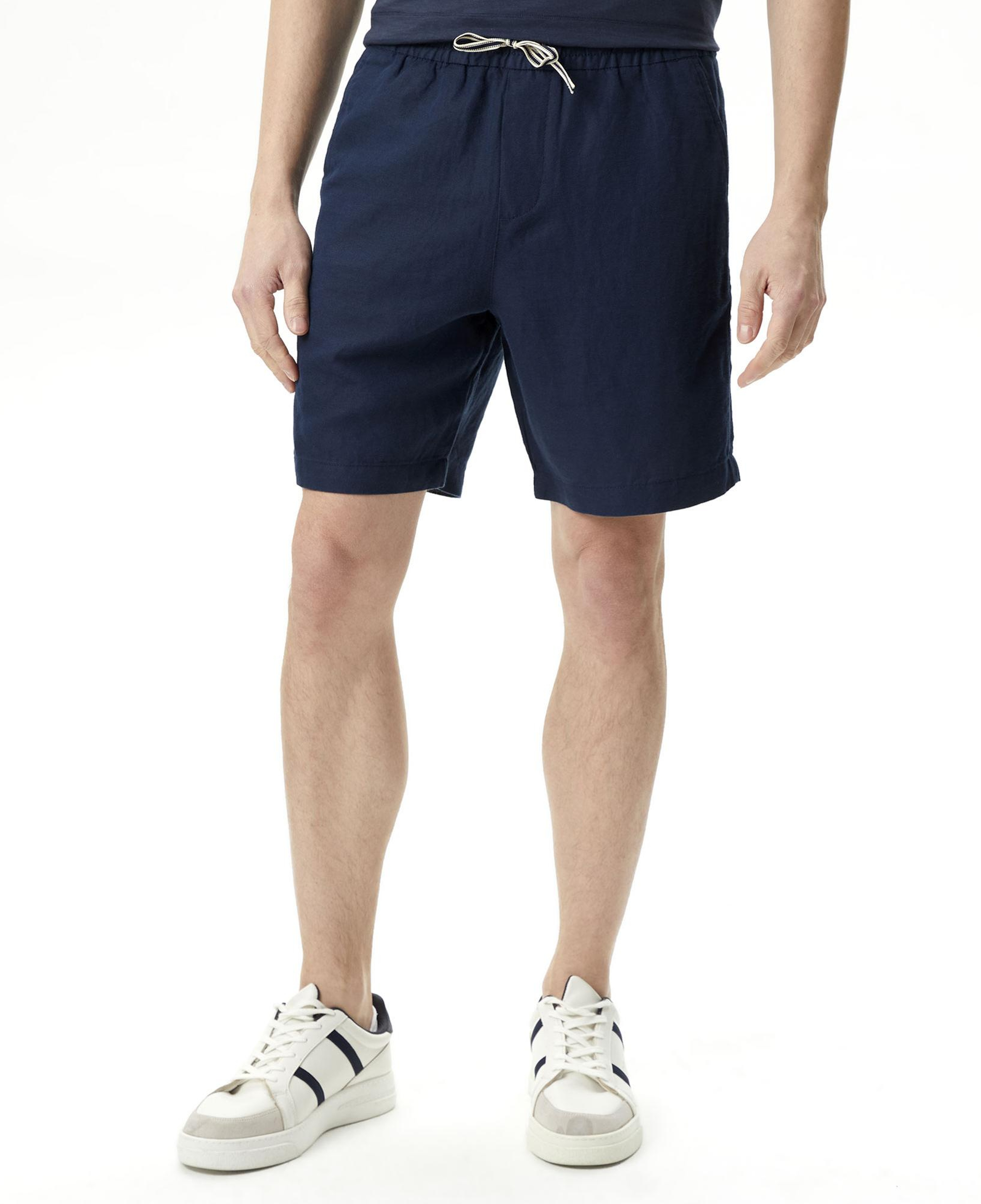 Nautica Erkek Lacivert Classic Fit Keten Bermuda