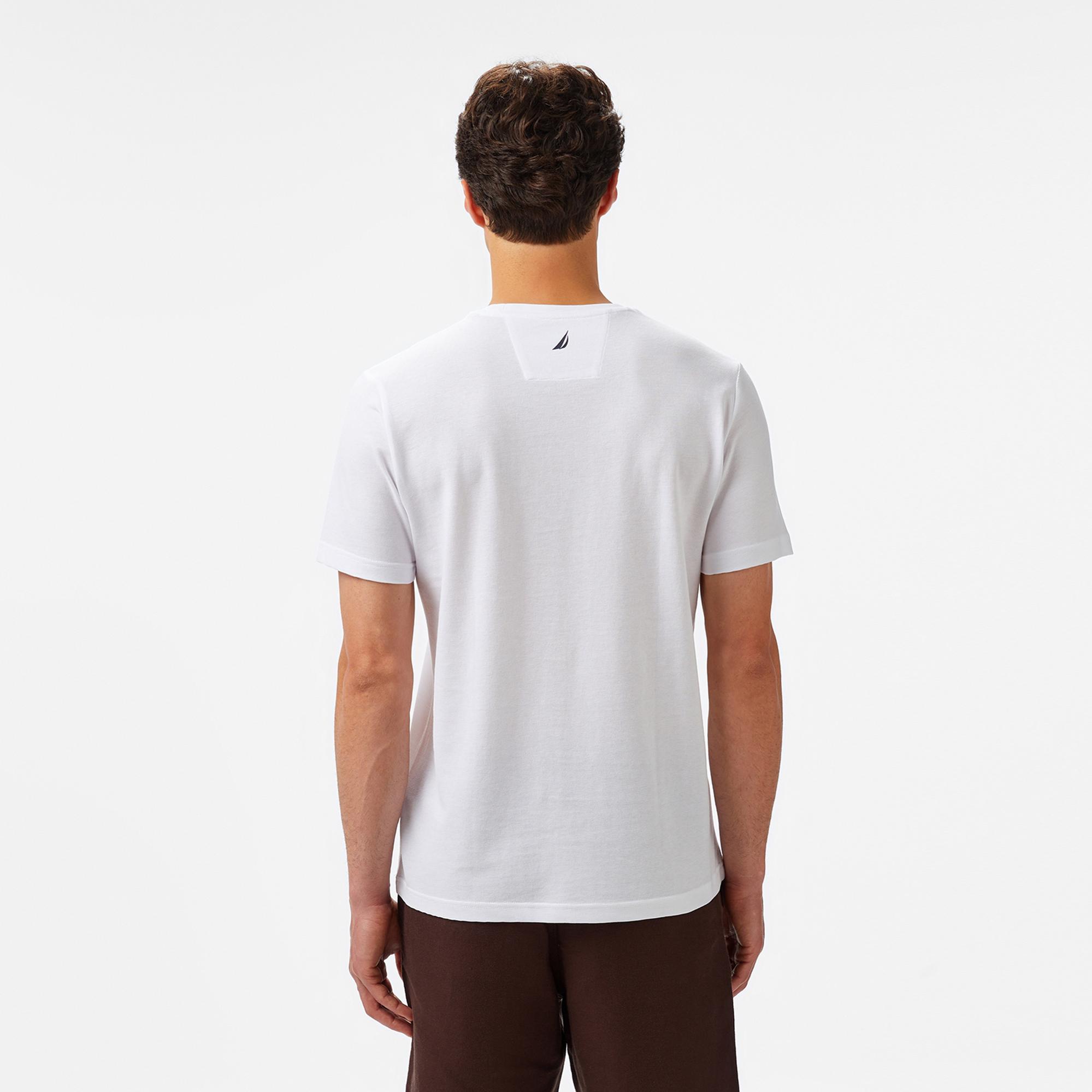 Nautica Erkek Beyaz Regular Fit Baskılı T-Shirt