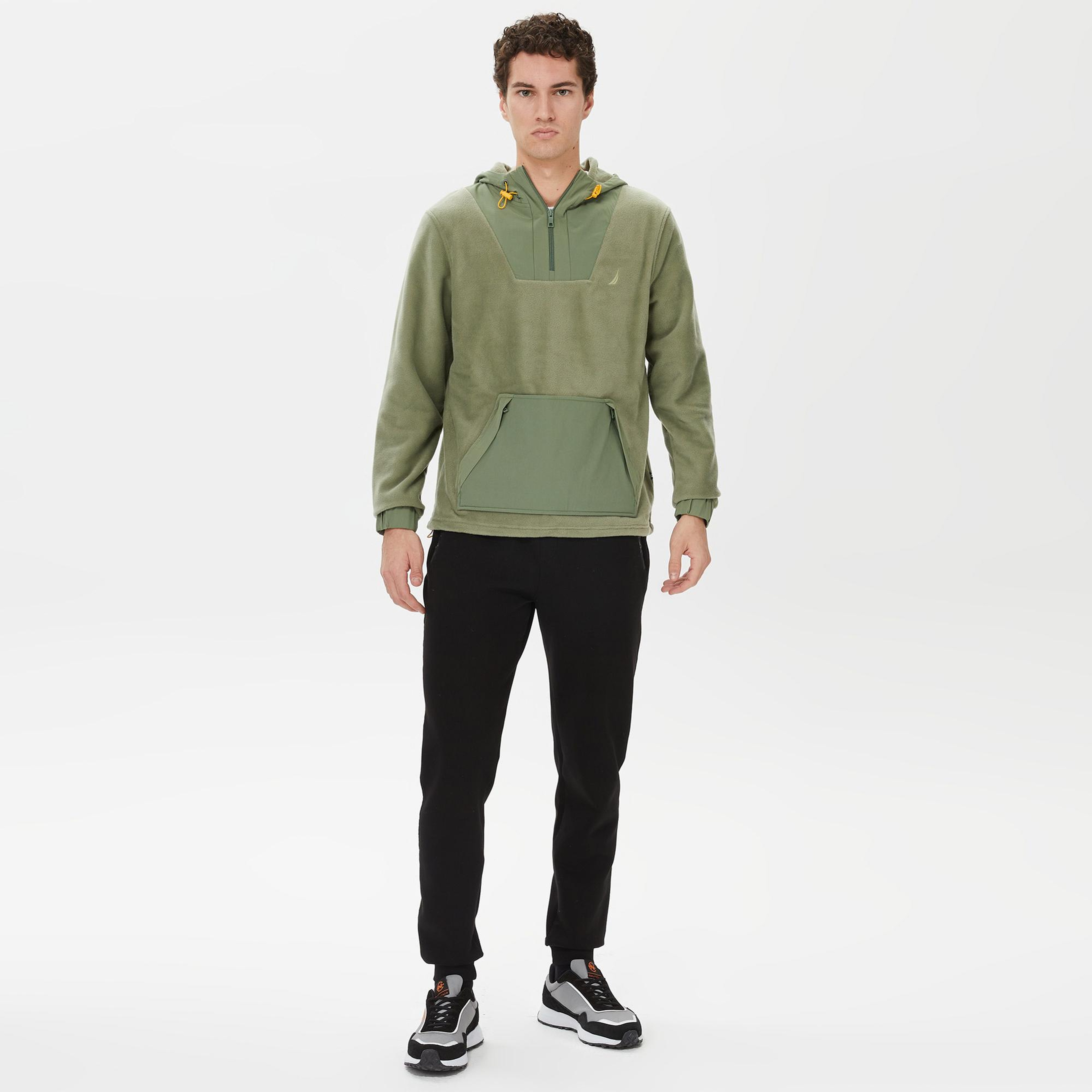 Nautica Erkek Yeşil Standart Fit Kapüşonlu Sweatshirt