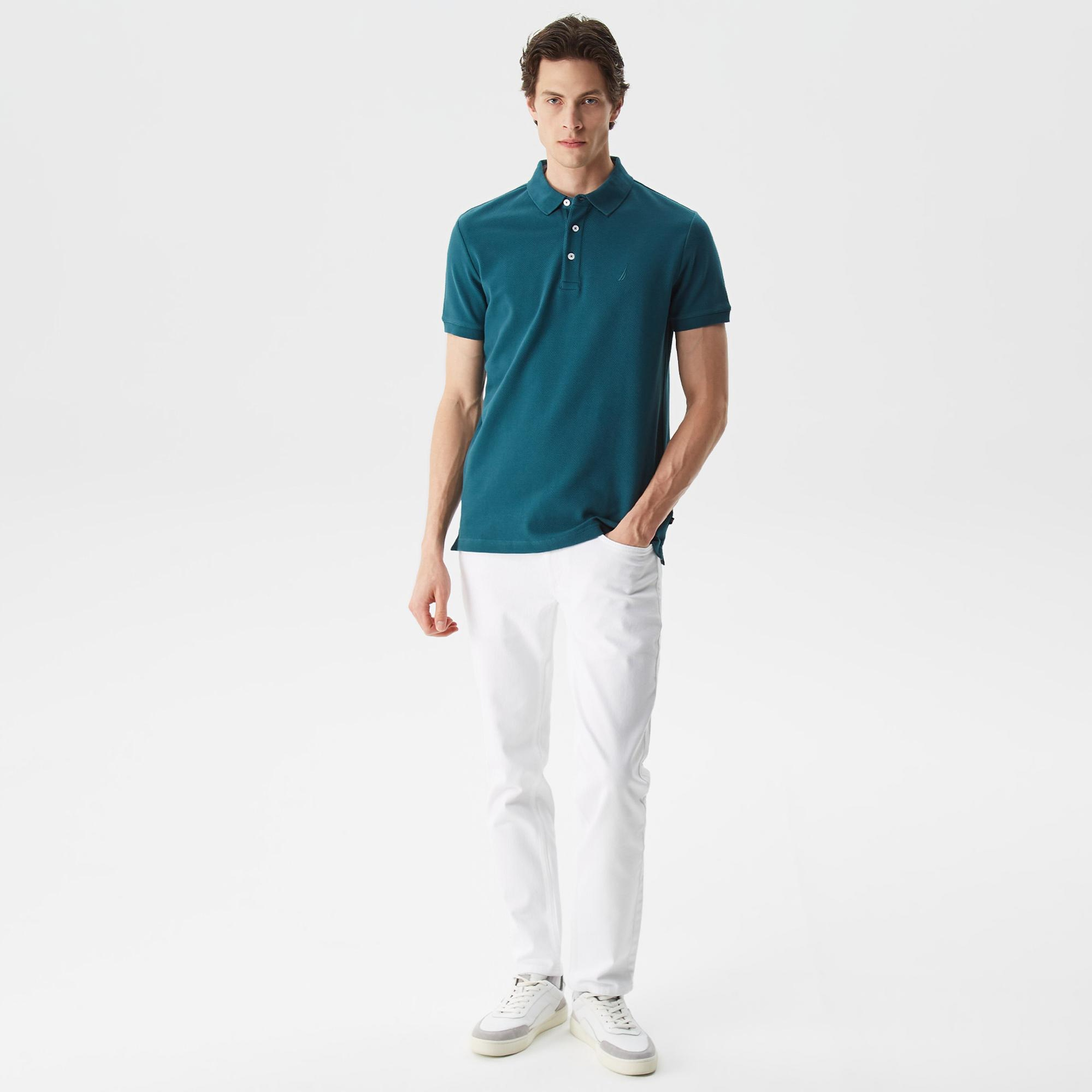 Nautica Erkek Yeşil Slim Fit Kısa Kollu Polo Yaka T-Shirt