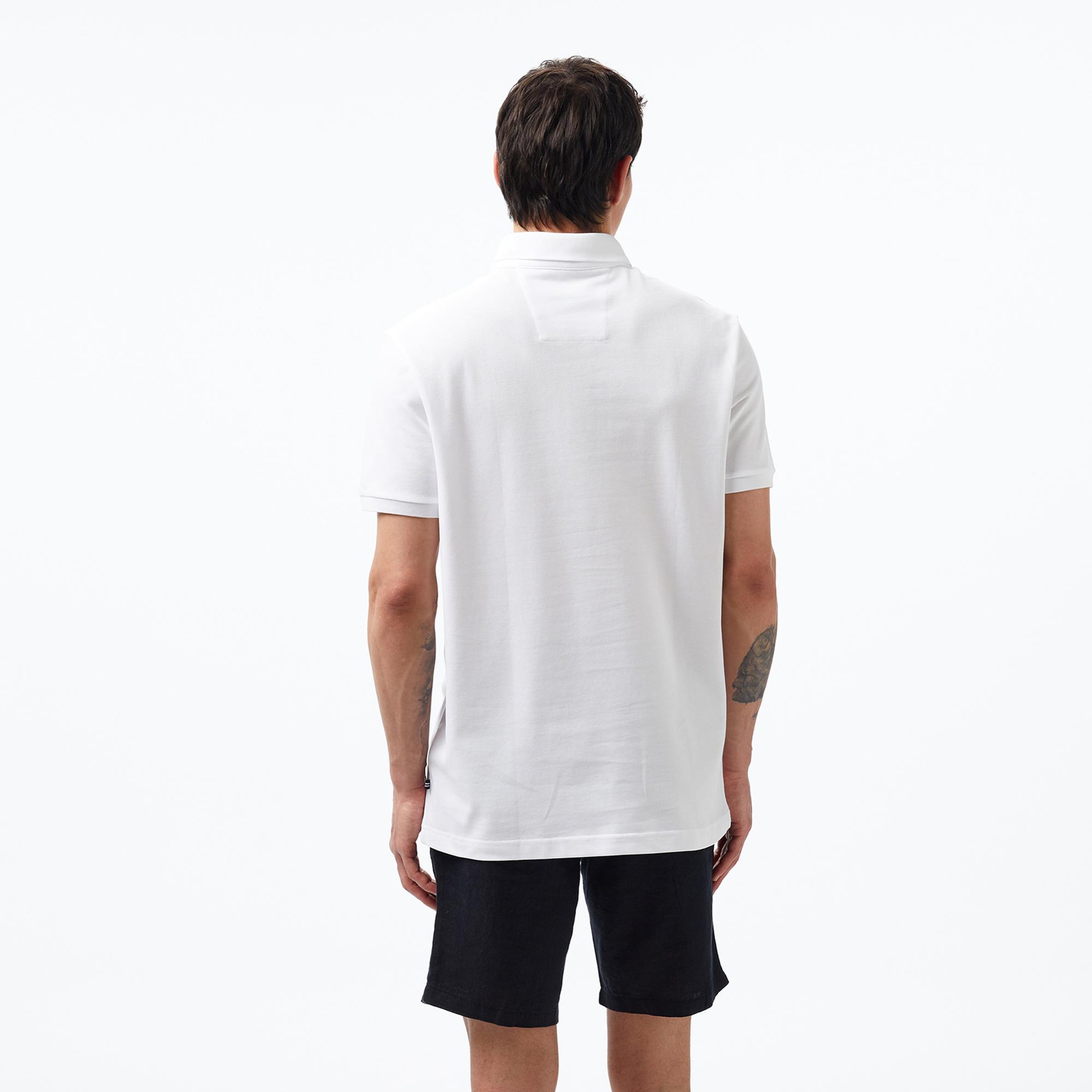 Nautica Erkek Beyaz Slim Fit Kısa Kollu Polo Yaka T-Shirt