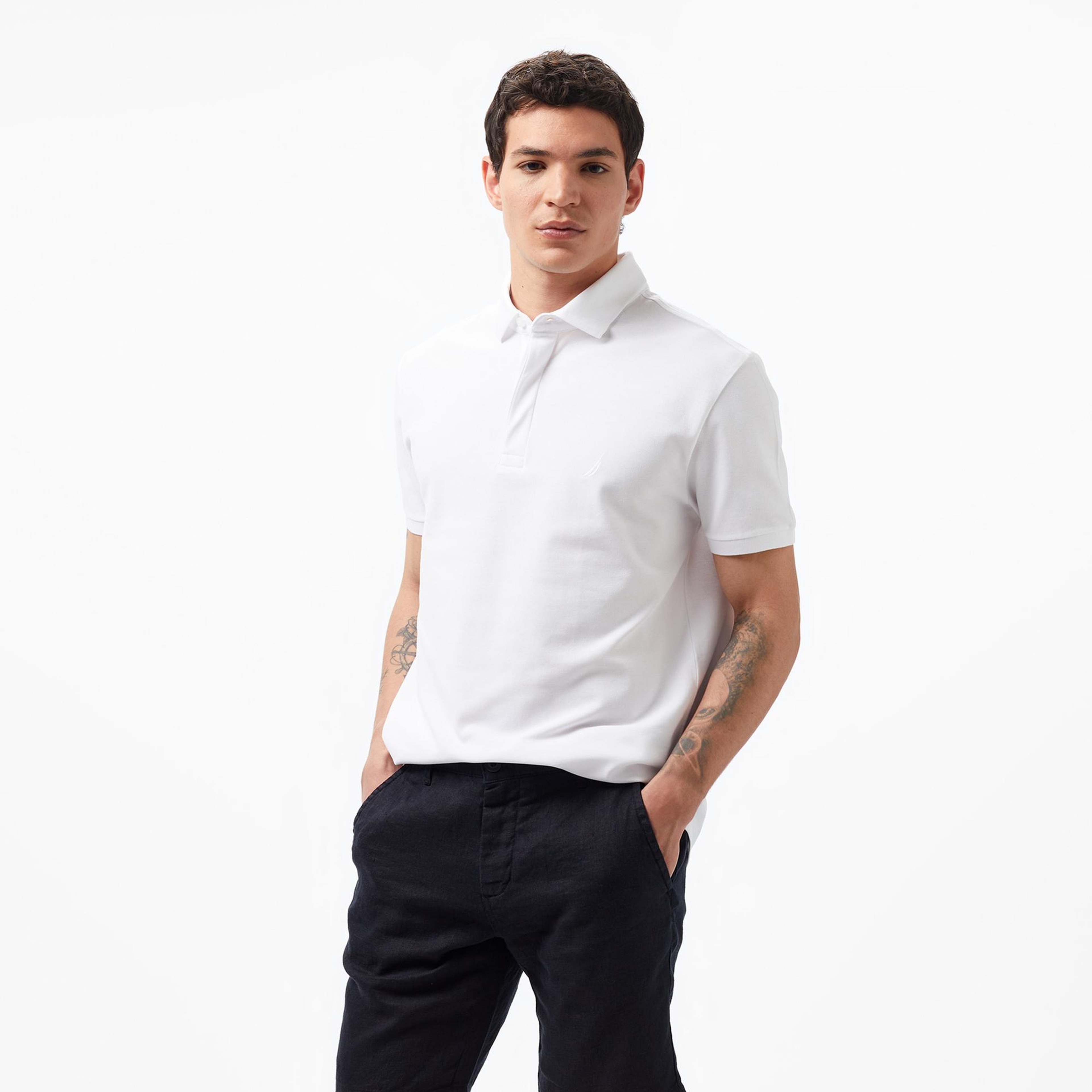 Nautica Erkek Beyaz Slim Fit Kısa Kollu Polo Yaka T-Shirt