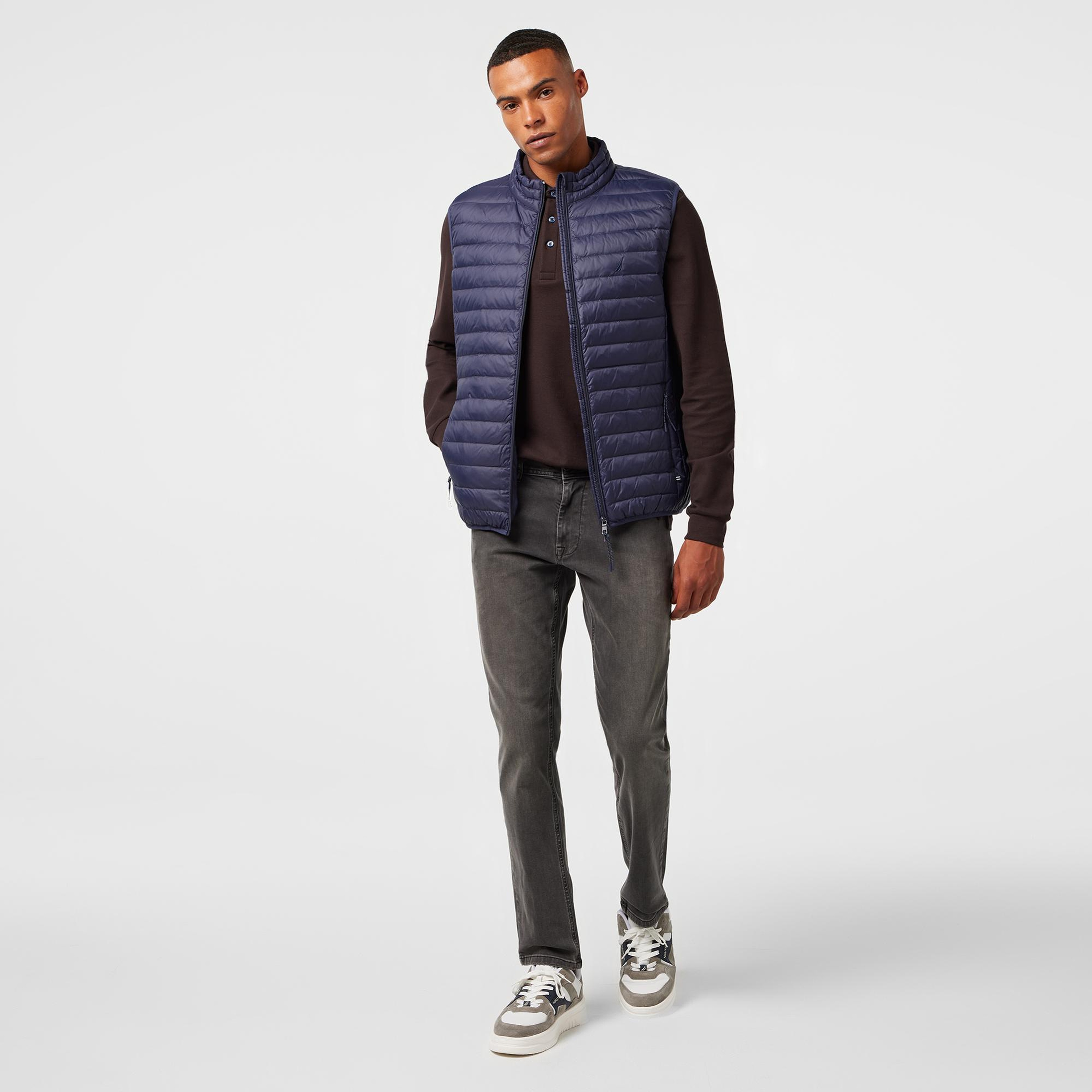 Nautica Erkek Lacivert Su Kaydırma Özellikli Kaz Tüyü Yelek