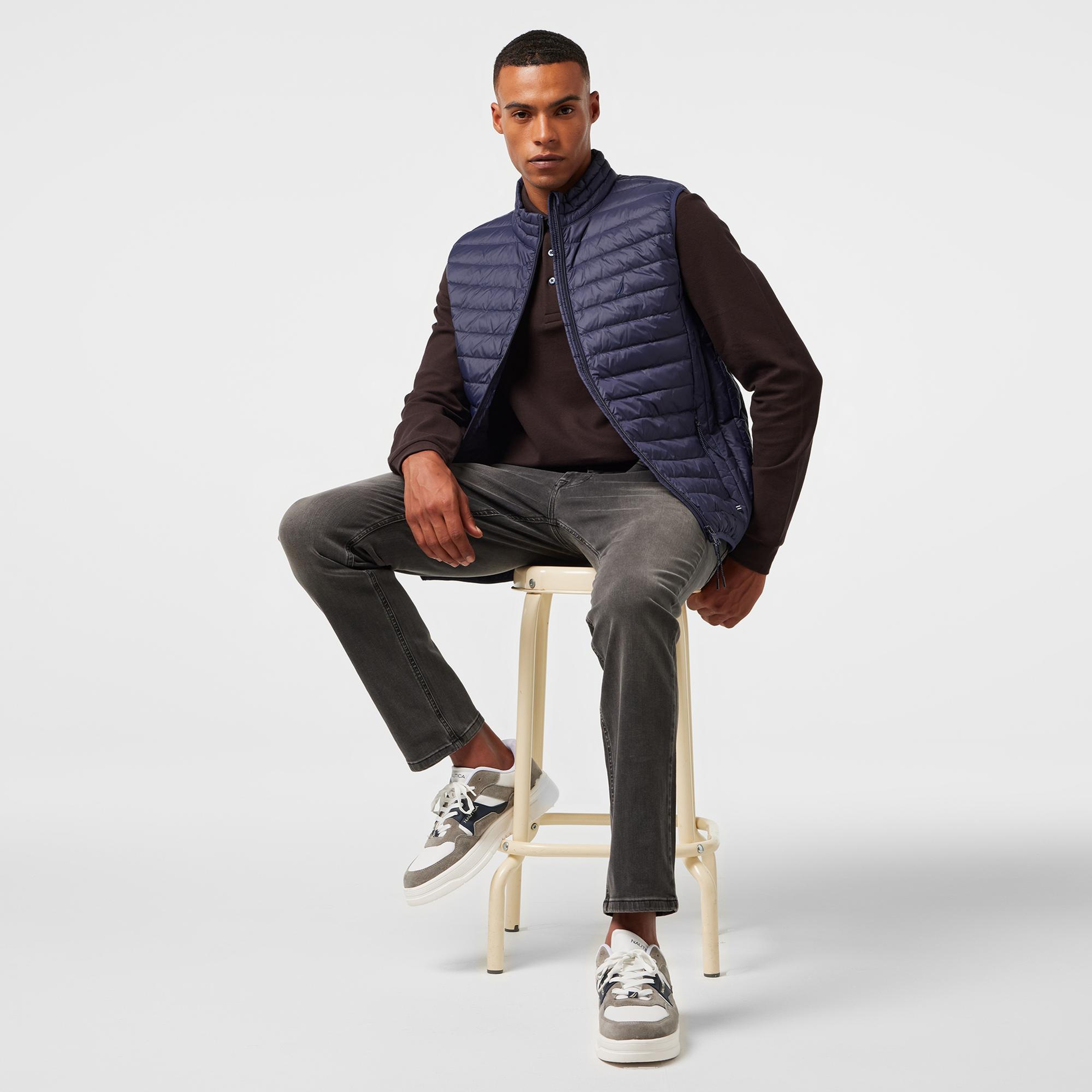 Nautica Erkek Lacivert Su Kaydırma Özellikli Kaz Tüyü Yelek