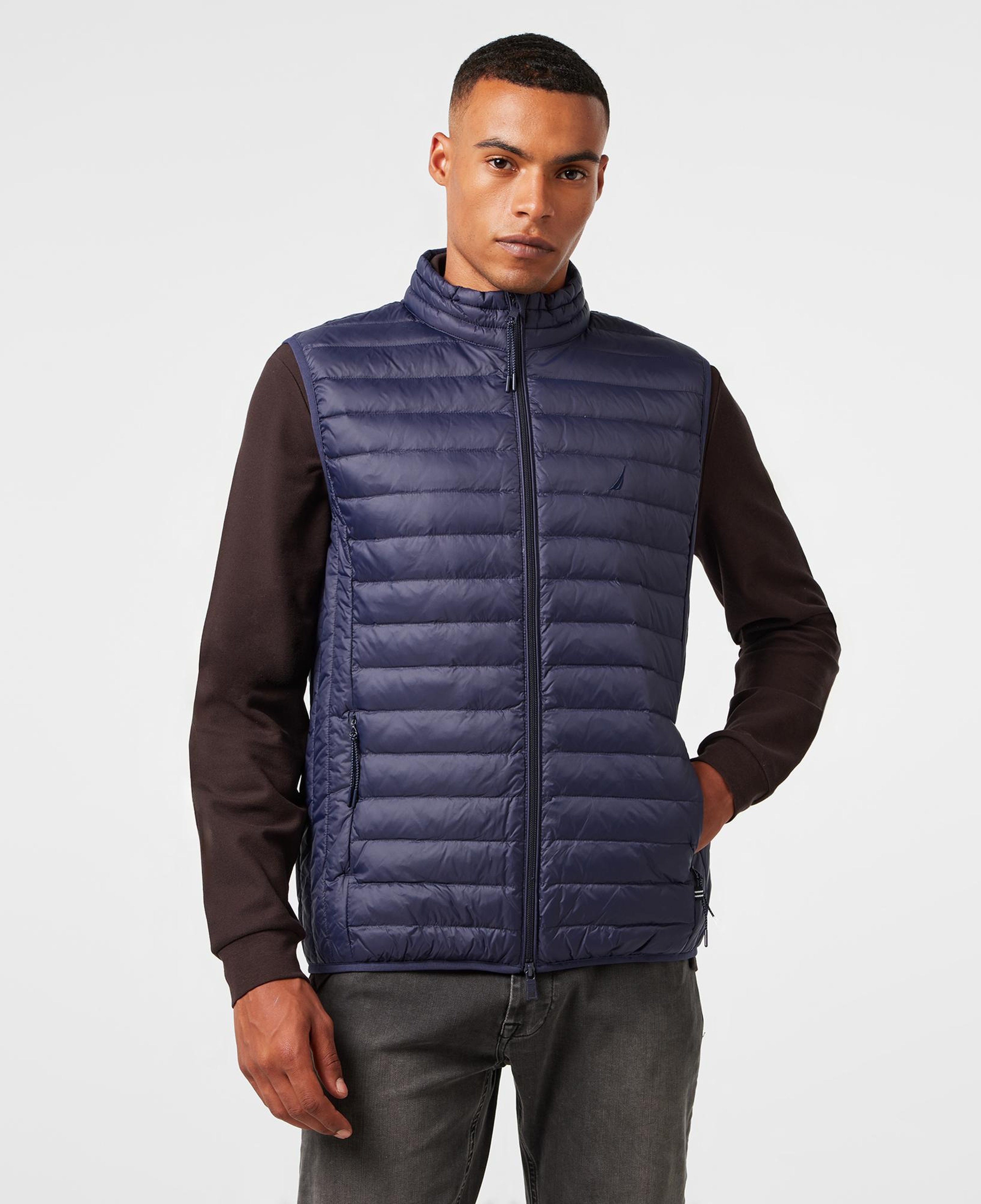 Nautica Erkek Lacivert Su Kaydırma Özellikli Kaz Tüyü Yelek