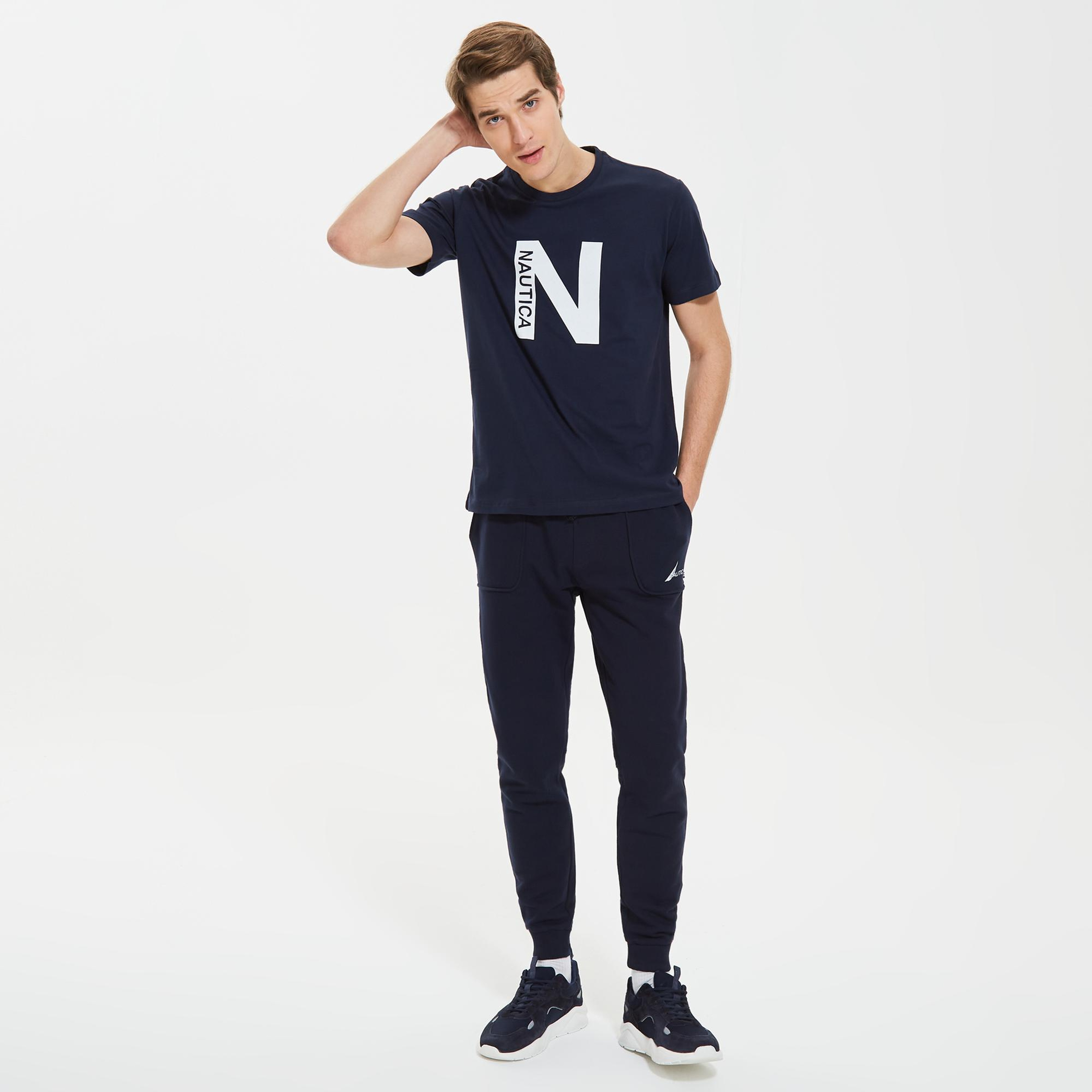 Nautica Erkek Lacivert Standart Fit T-Shirt