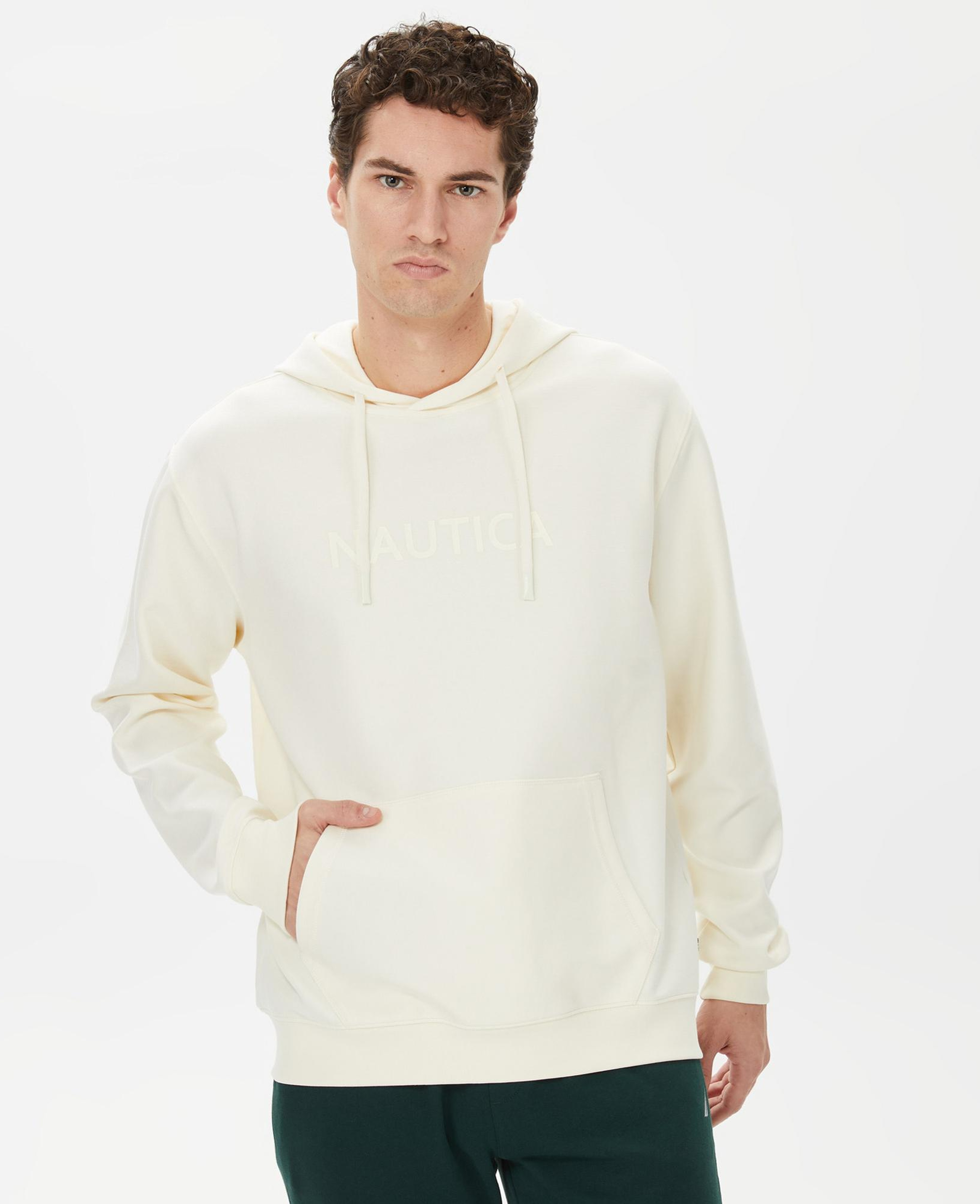 Nautica Erkek Beyaz Standart Fit Kapüşonlu Sweatshirt