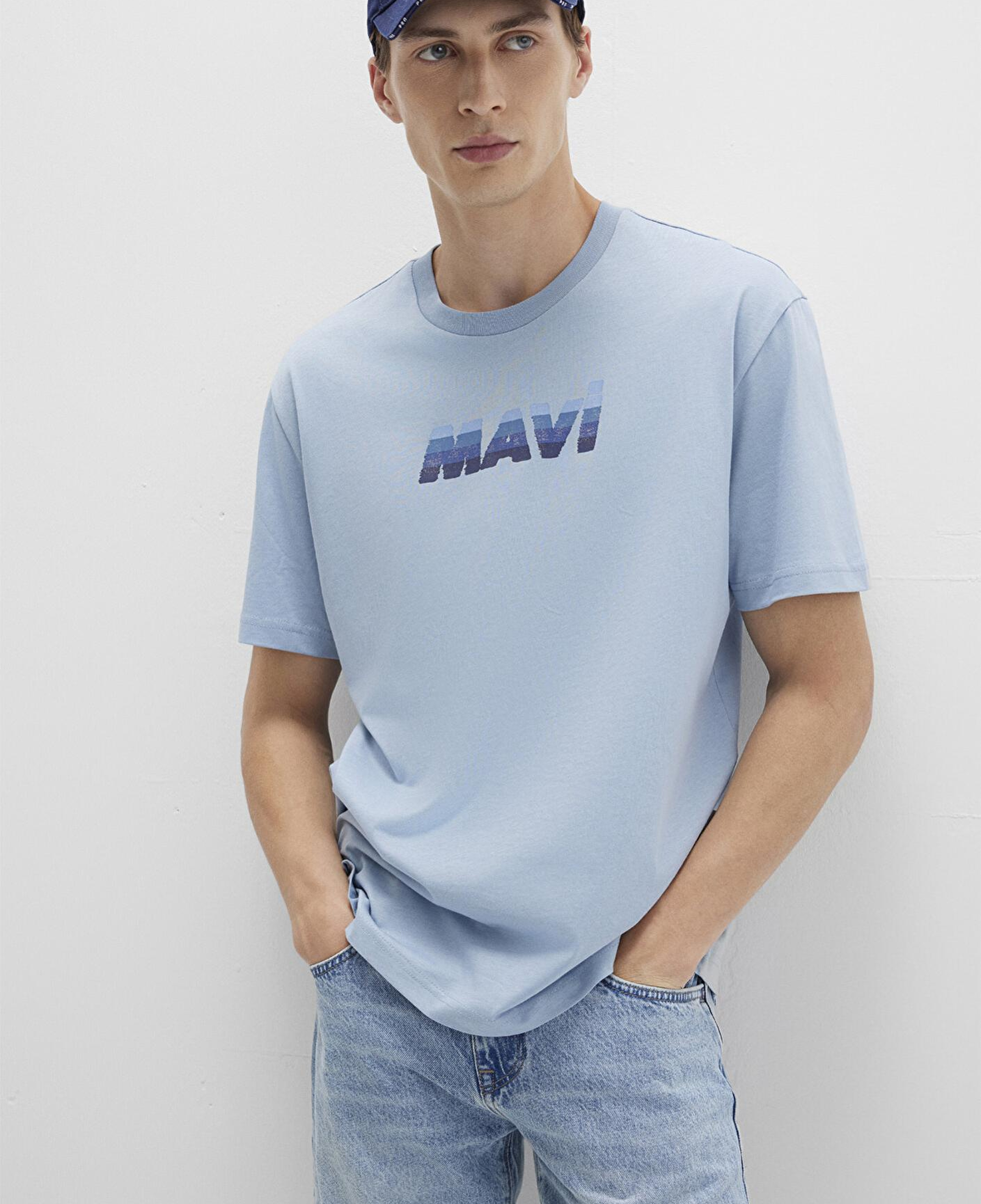 Mavi Mavi Logo Baskılı Mavi Tişört Loose Fit / Bol Rahat Kesim 0612904-80796